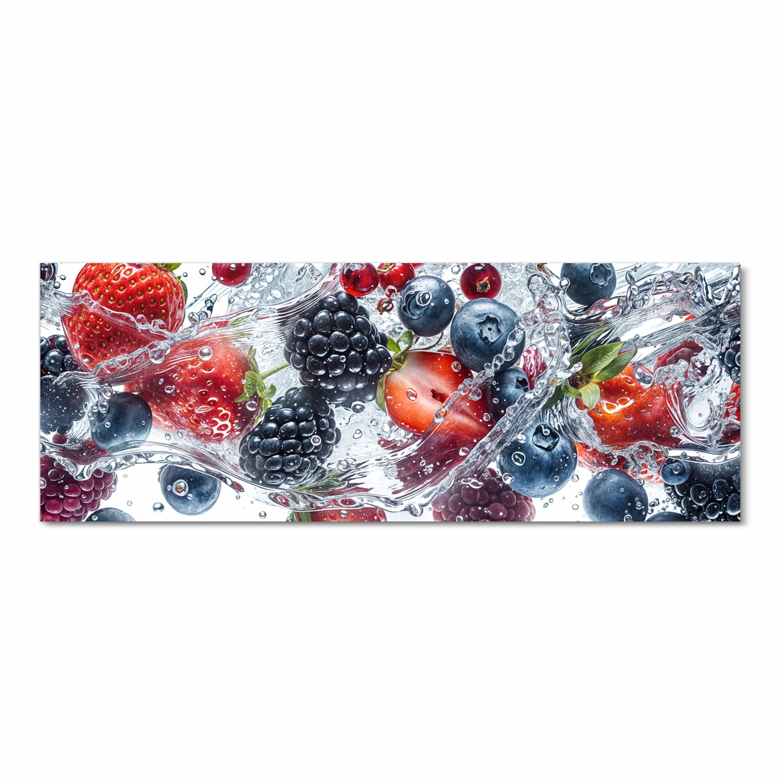 Schmutzabweisender waschbarer Küchenteppich mit Motiv Beeren im Wasser in Frontansicht