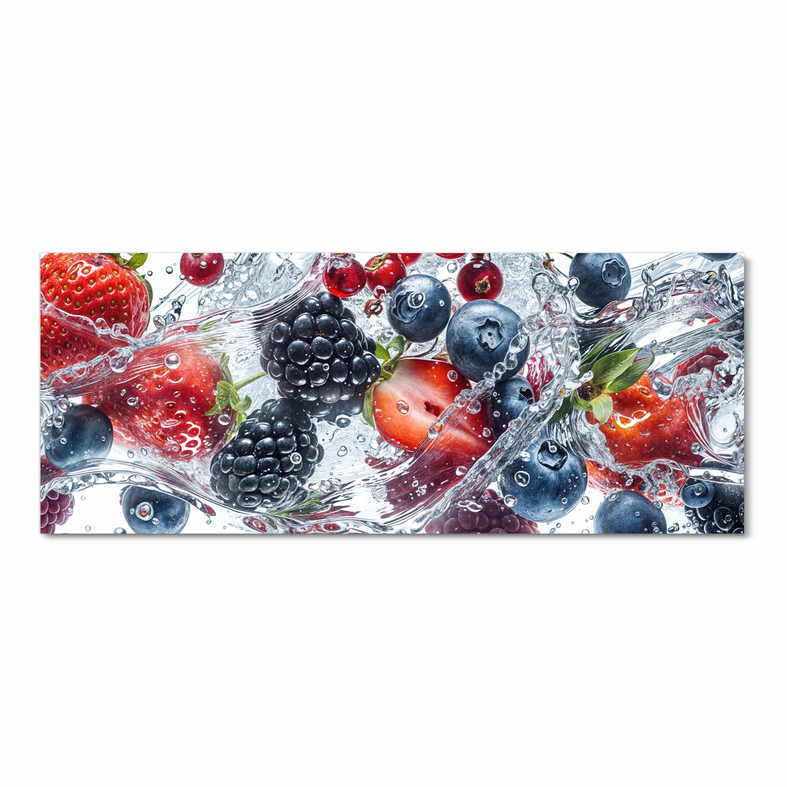 Formstabiler rutschfester Küchenteppich mit Motiv Beeren im Wasser in Frontansicht
