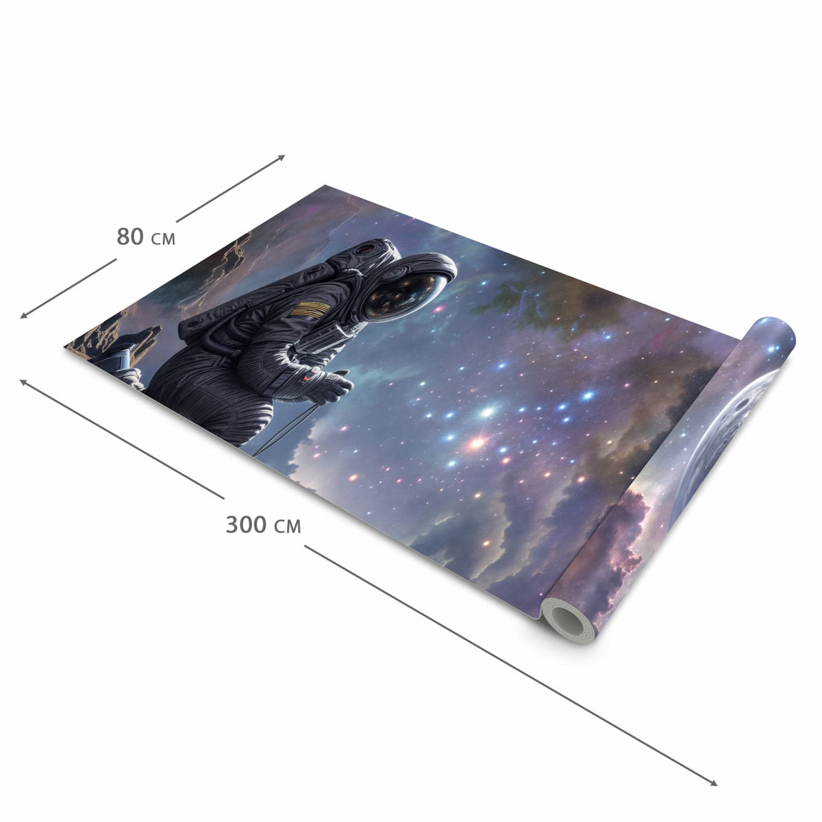 Fleckenresistenter rutschfester Küchenläufer mit Motiv In All Astronaut in der Größe 90x180 cm