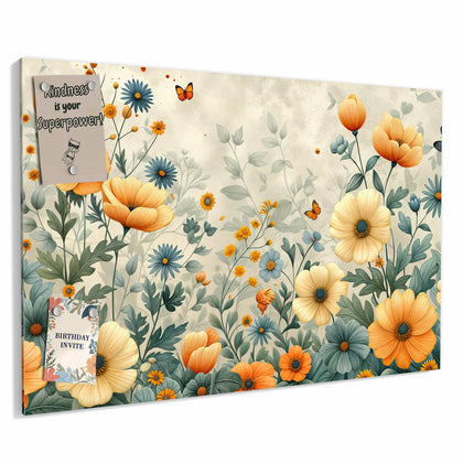 Metall Magnettafel mit dem Motiv Sommerblüten auf Beige