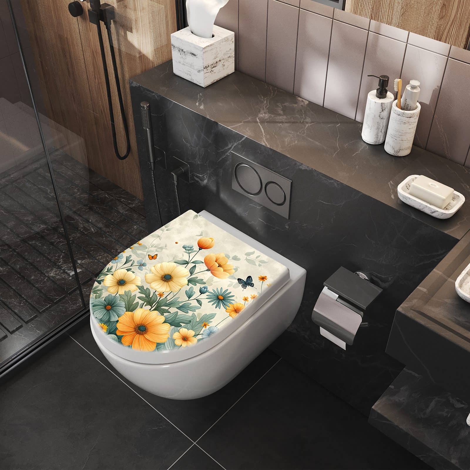 WC-Sitz mit Absenkautomatik Blumenwiese
