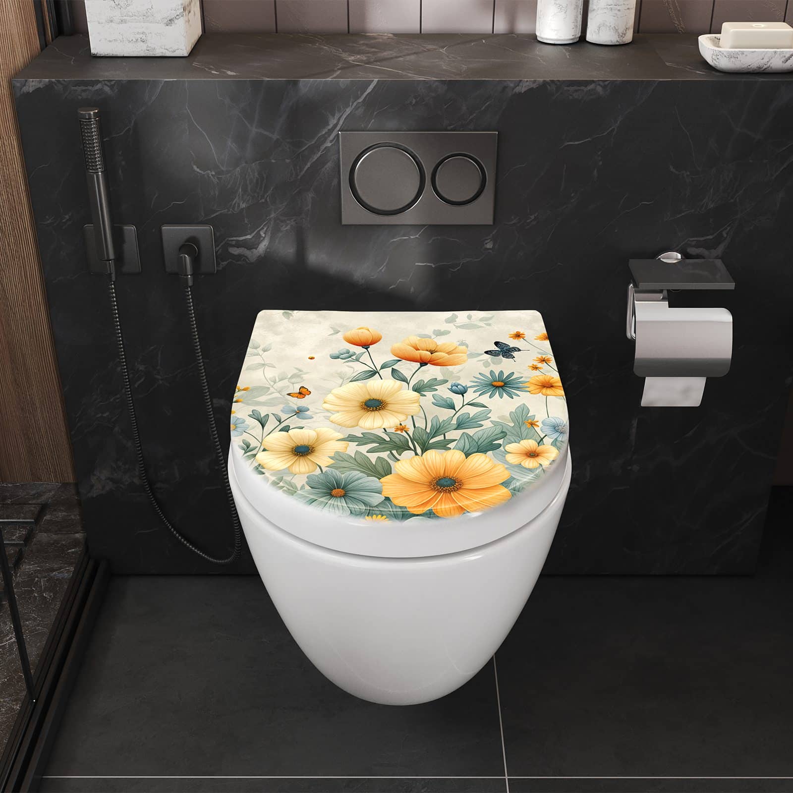 WC-Sitz mit Absenkautomatik Blumenwiese