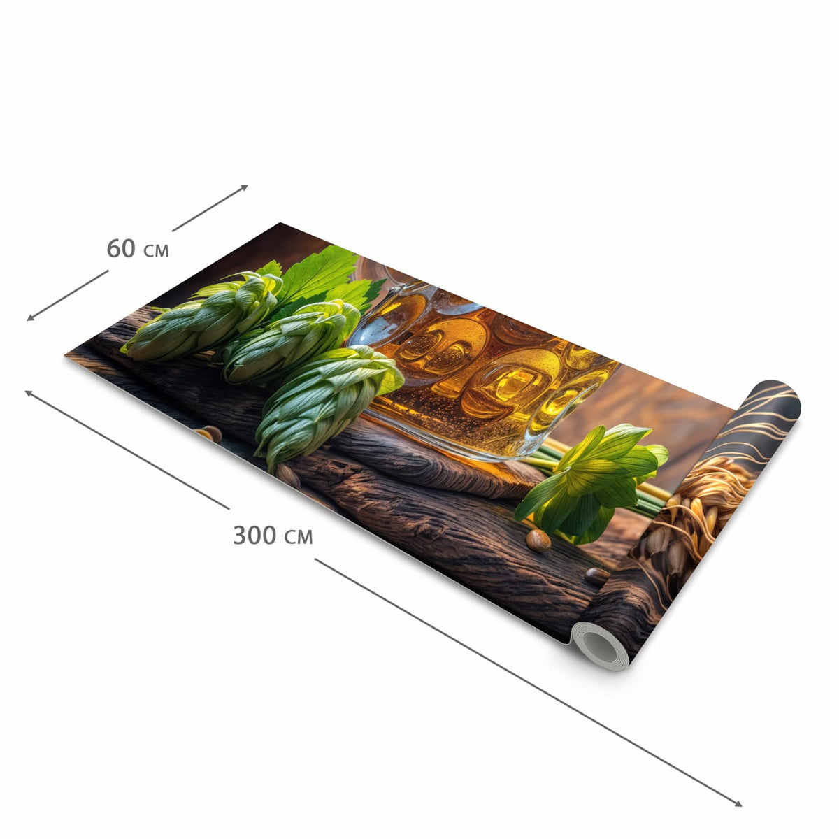 Waschbarer Küchenteppich mit Motiv Bierkrug in der Größe 80x280 cm