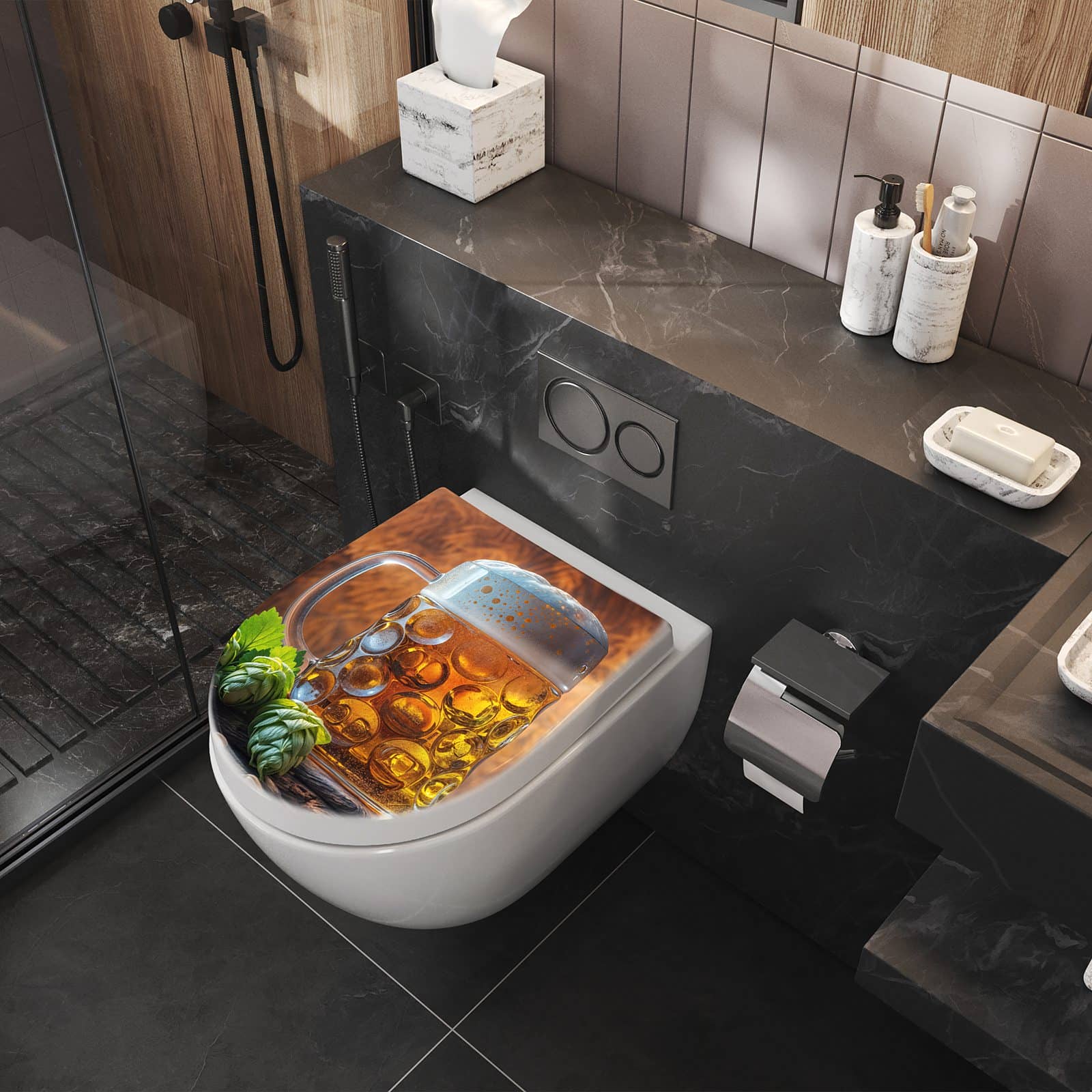 WC-Sitz mit Absenkautomatik Bierkrug