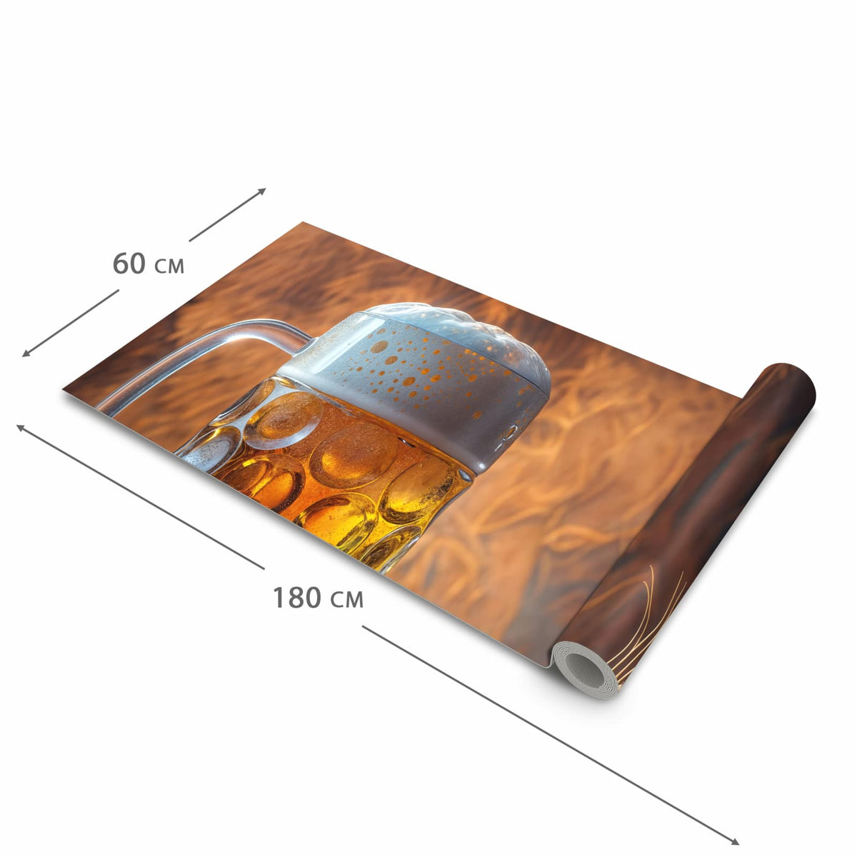 Abwaschbarer Küchenläufer mit Motiv Bierkrug in der Größe 80x280 cm für angenehme Haptik