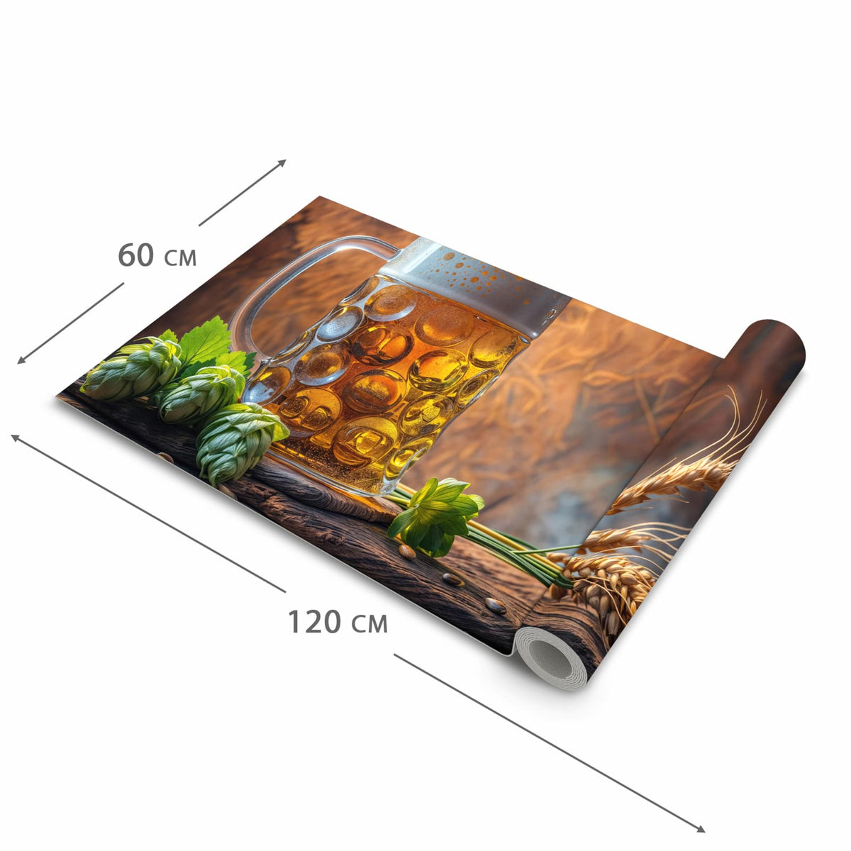 Waschbarer rutschfester Küchenläufer mit Motiv Bierkrug in der Grösse 80x280 cm
