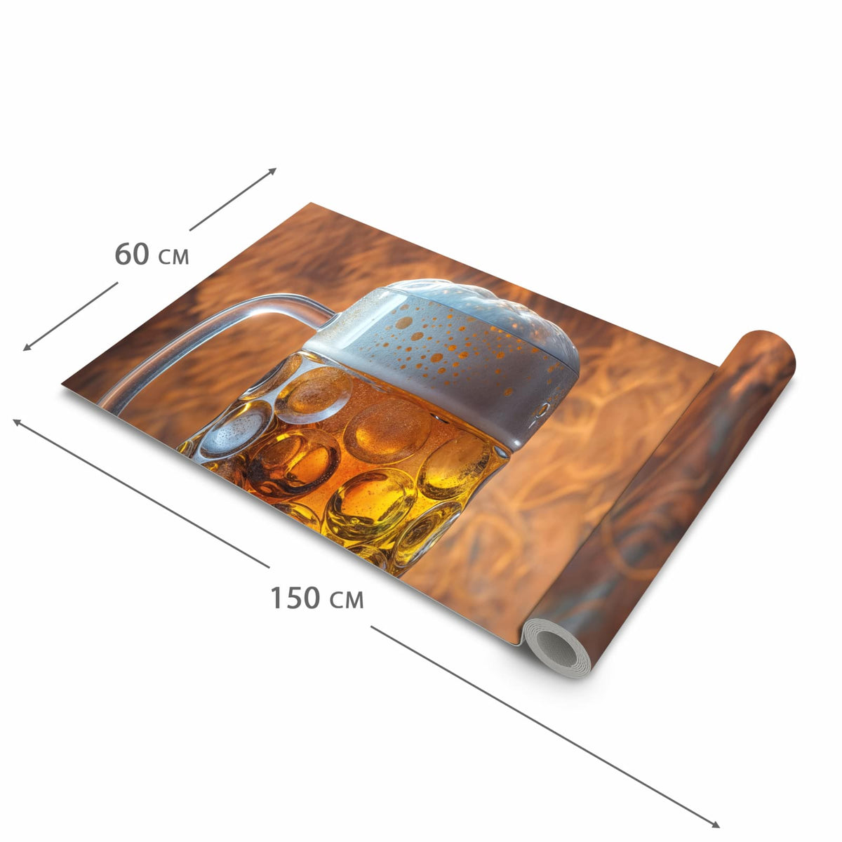Pflegeleichter moderner Küchenläufer mit Motiv Bierkrug in der Grösse 80x280 cm