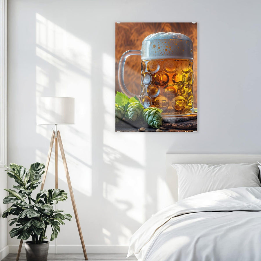 Maße Wandbild - Bierkrug mit Hopfen - Hochformat