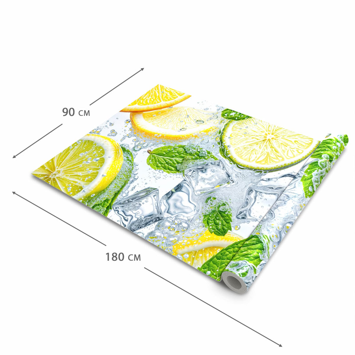 Wasserabweisender waschbarer Küchenläufer mit Motiv Zitrusfrische in der Grösse 90x240 cm
