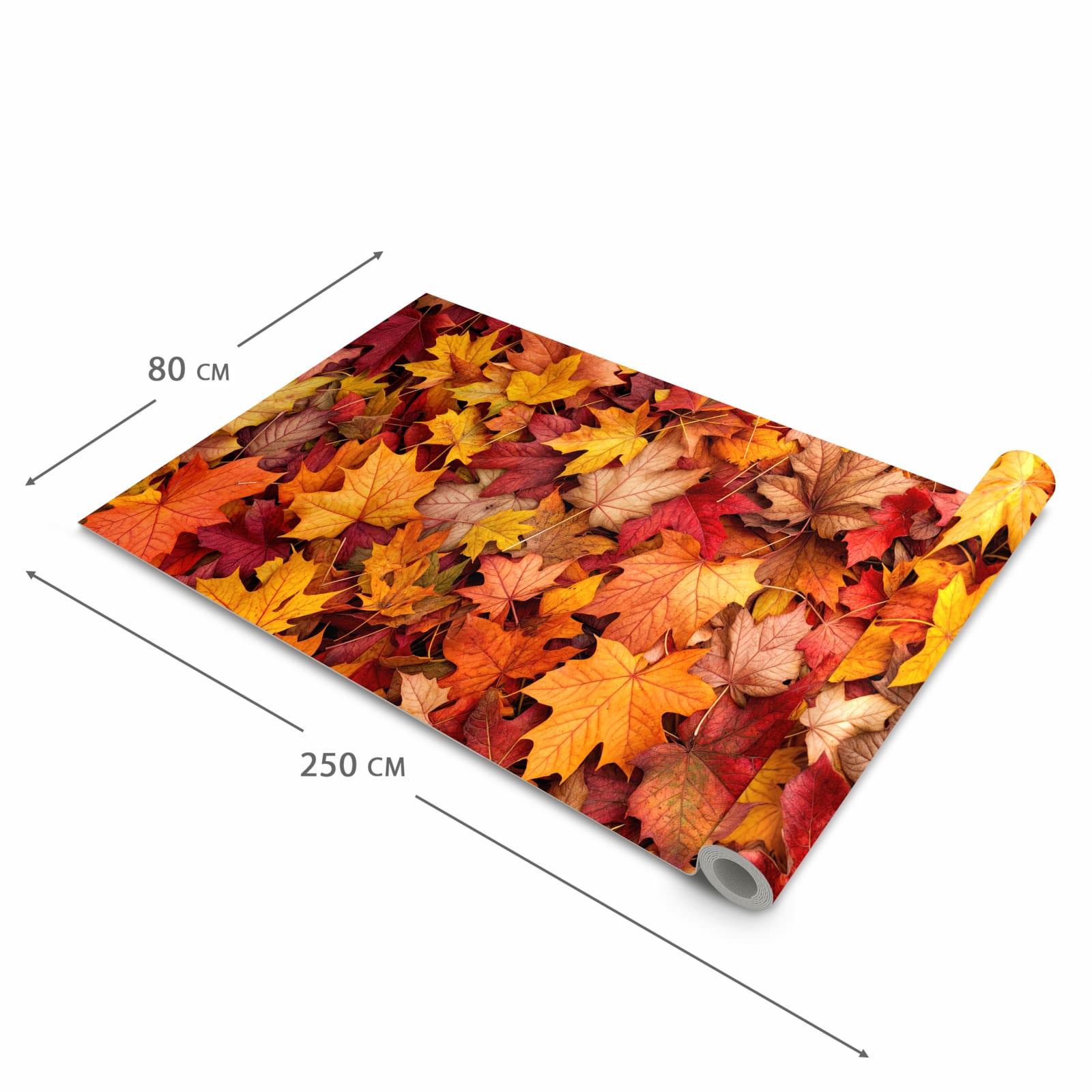 Geruchsneutraler rutschfester Küchenläufer mit Motiv Herbstlaub in der Grösse 80x280 cm