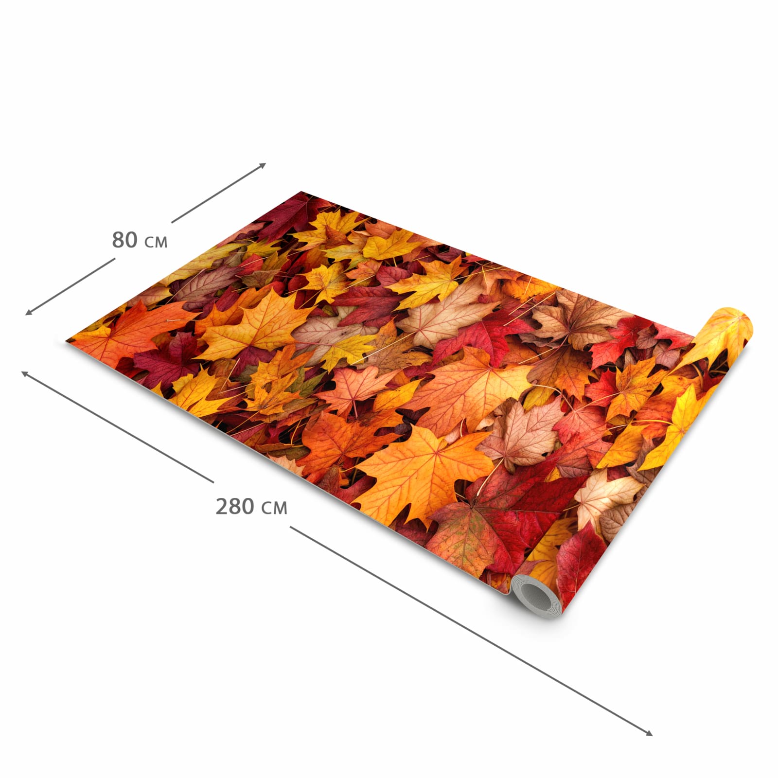 Langlebiger waschbarer Küchenläufer mit Motiv Herbstlaub in der Grösse 80x280 cm