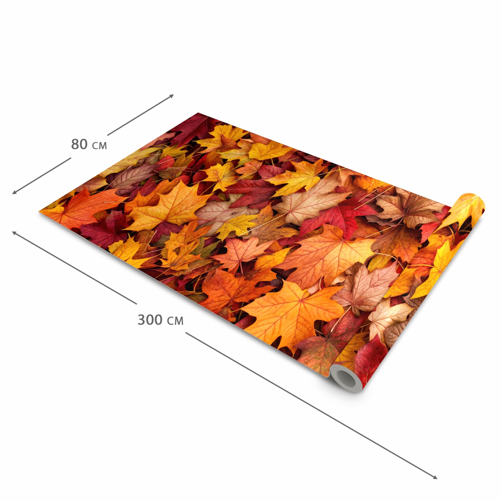 Flacher rutschfester Küchenläufer mit Motiv Herbstlaub in der Grösse 80x280 cm