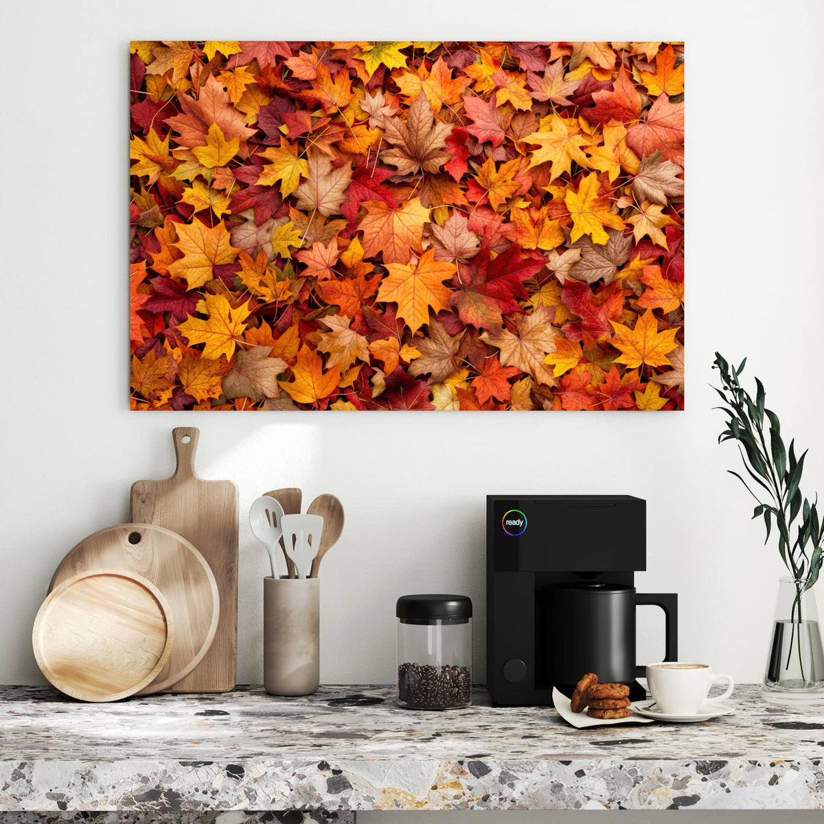 Metall Magnettafel - Ahornblätter von oben – Ahornblätter in Herbstfarben