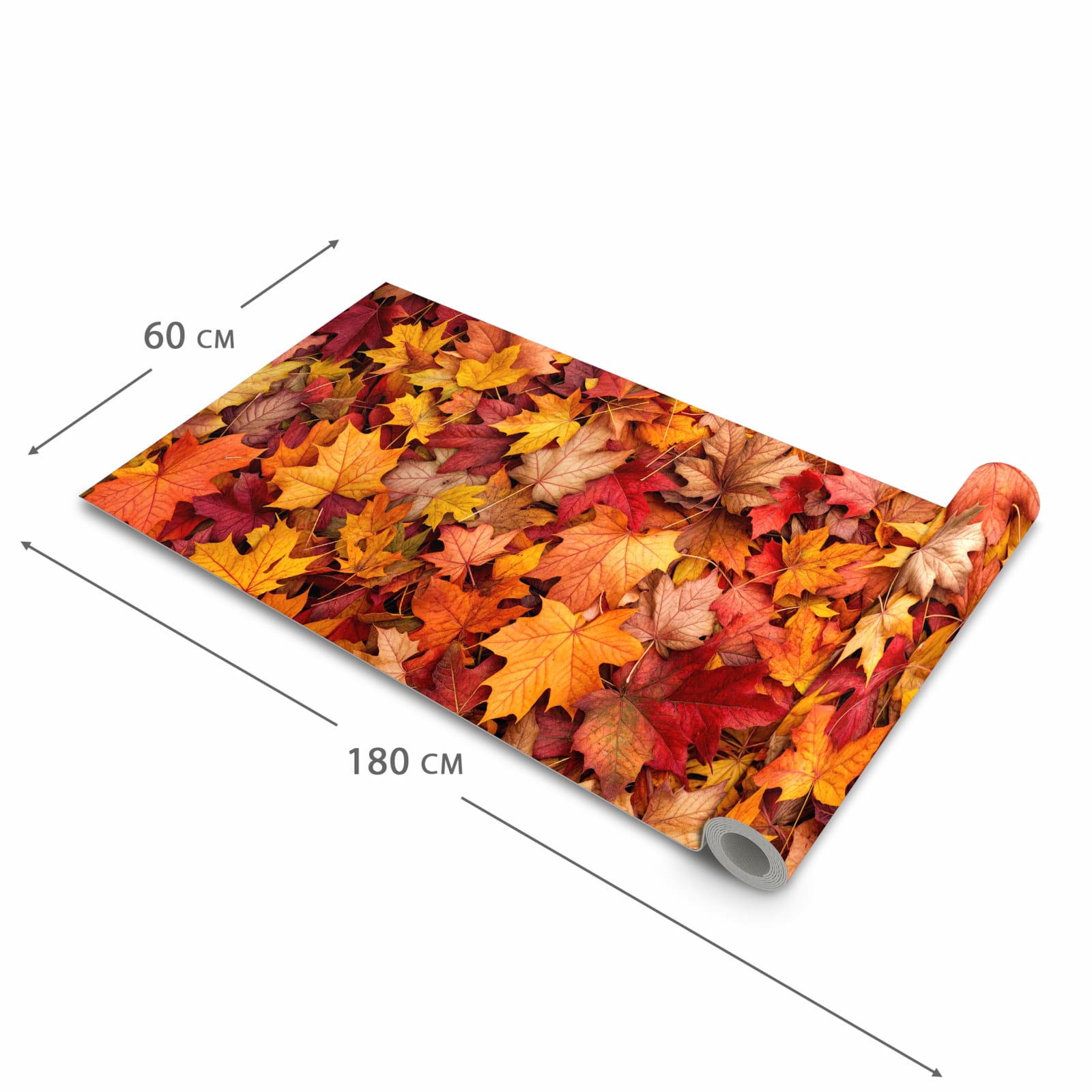 Abriebfester Küchenteppich mit Motiv Herbstlaub in der Grösse 80x280 cm