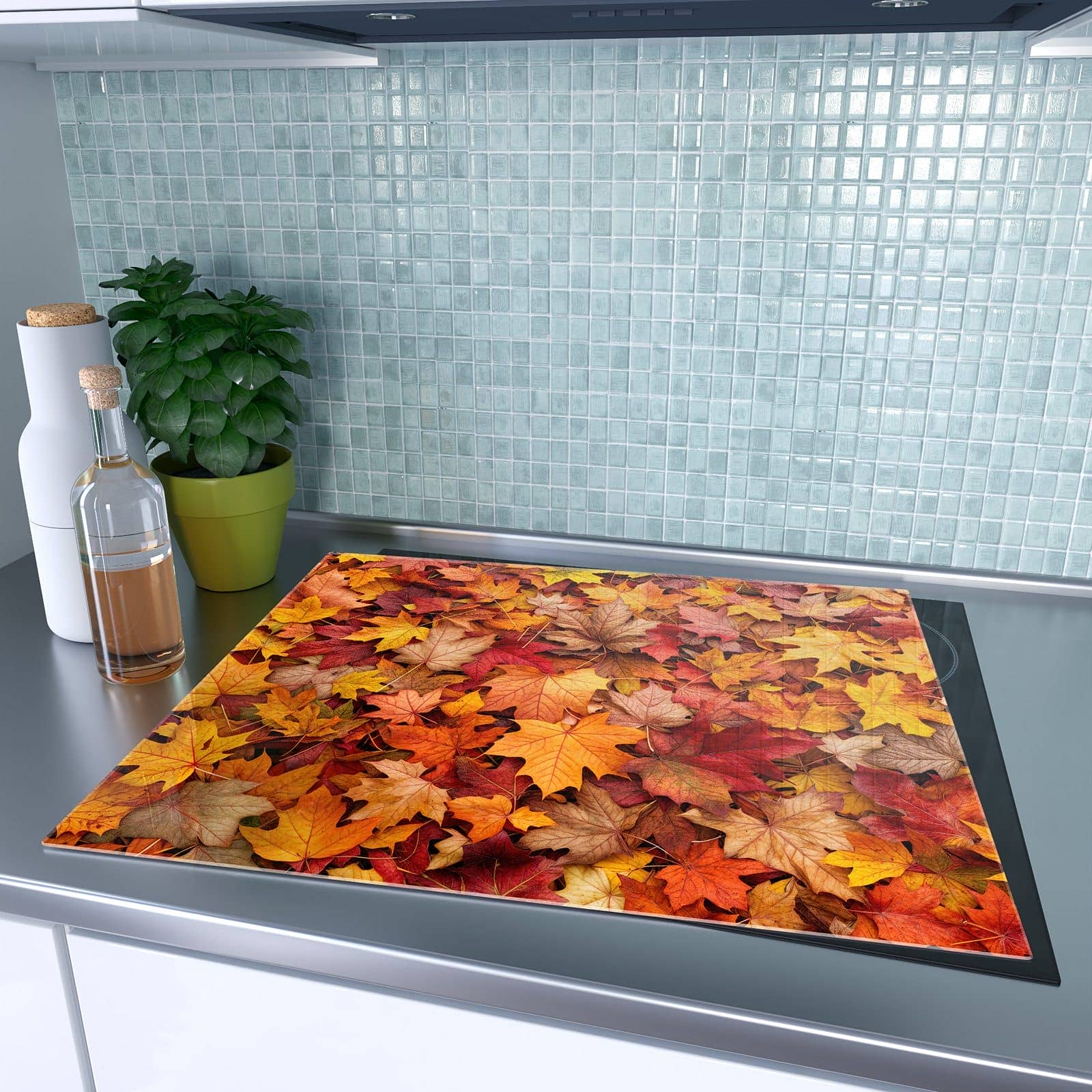 1-teilige Ceranfeld Abdeckungen mit Herbstlaub-Motiv auf dem Ceranfeld