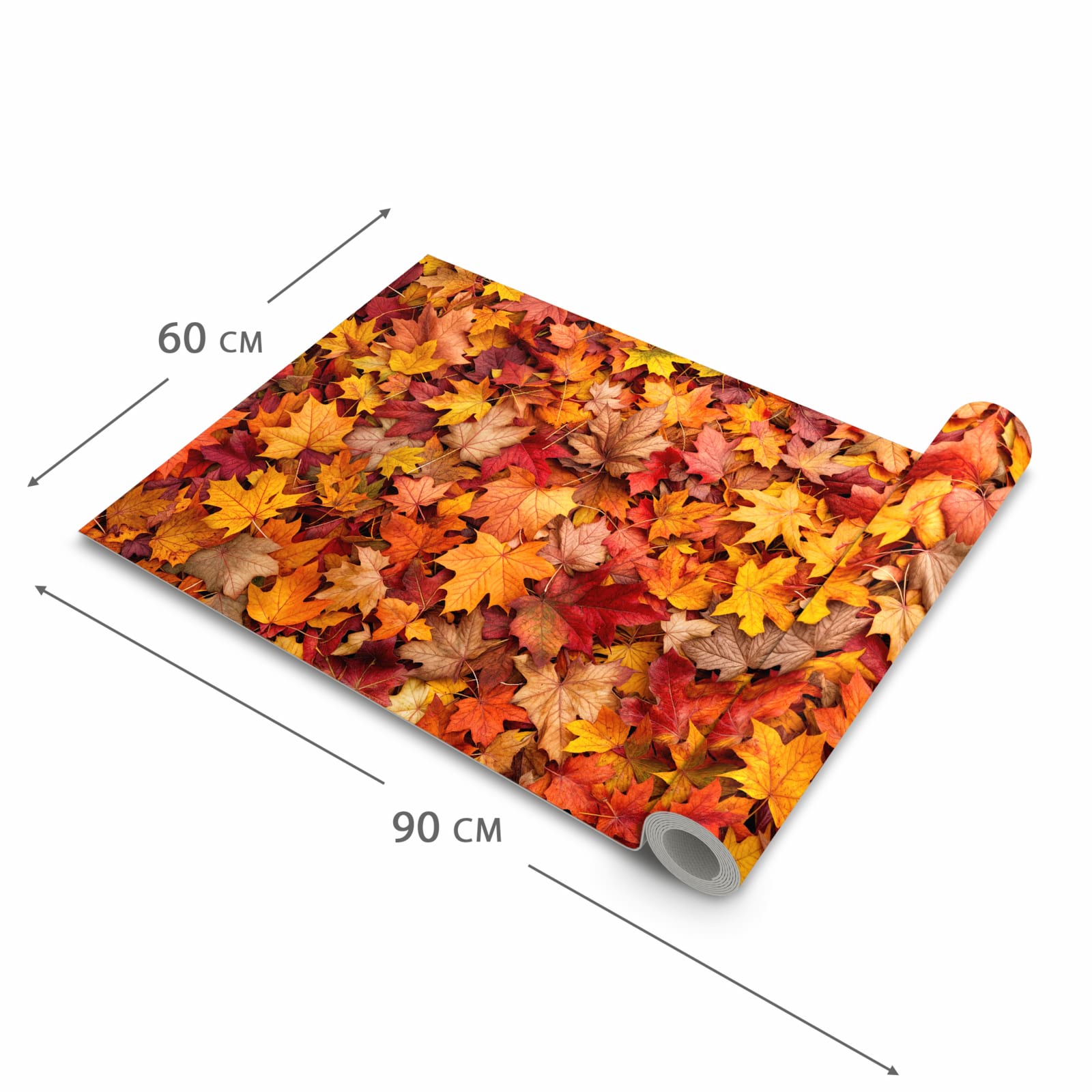 Fleckenresistenter rutschfester Küchenläufer mit Motiv Herbstlaub in der Größe 80x280 cm