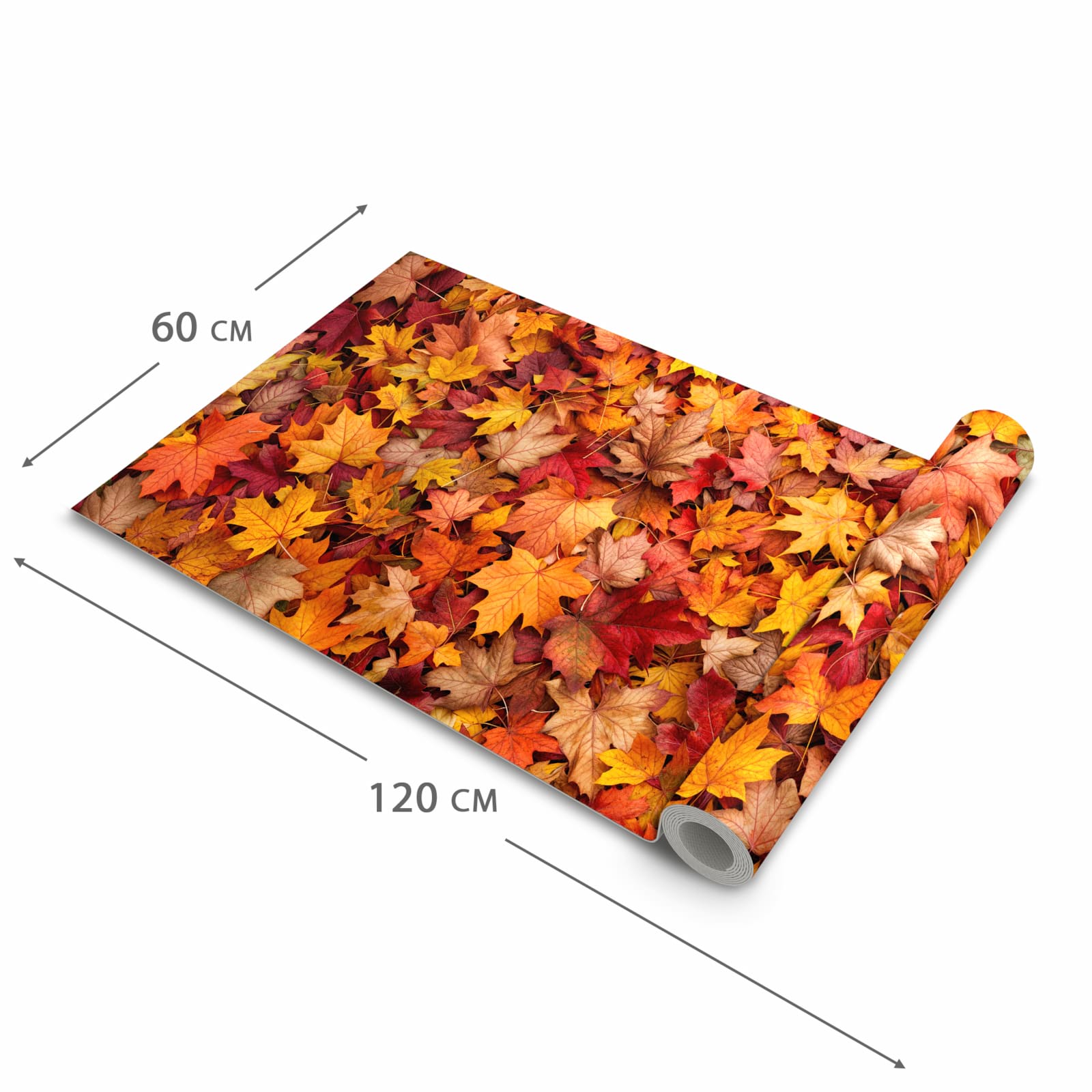 Zeitsparender großer Küchenteppich mit Motiv Herbstlaub in der Größe 80x280 cm