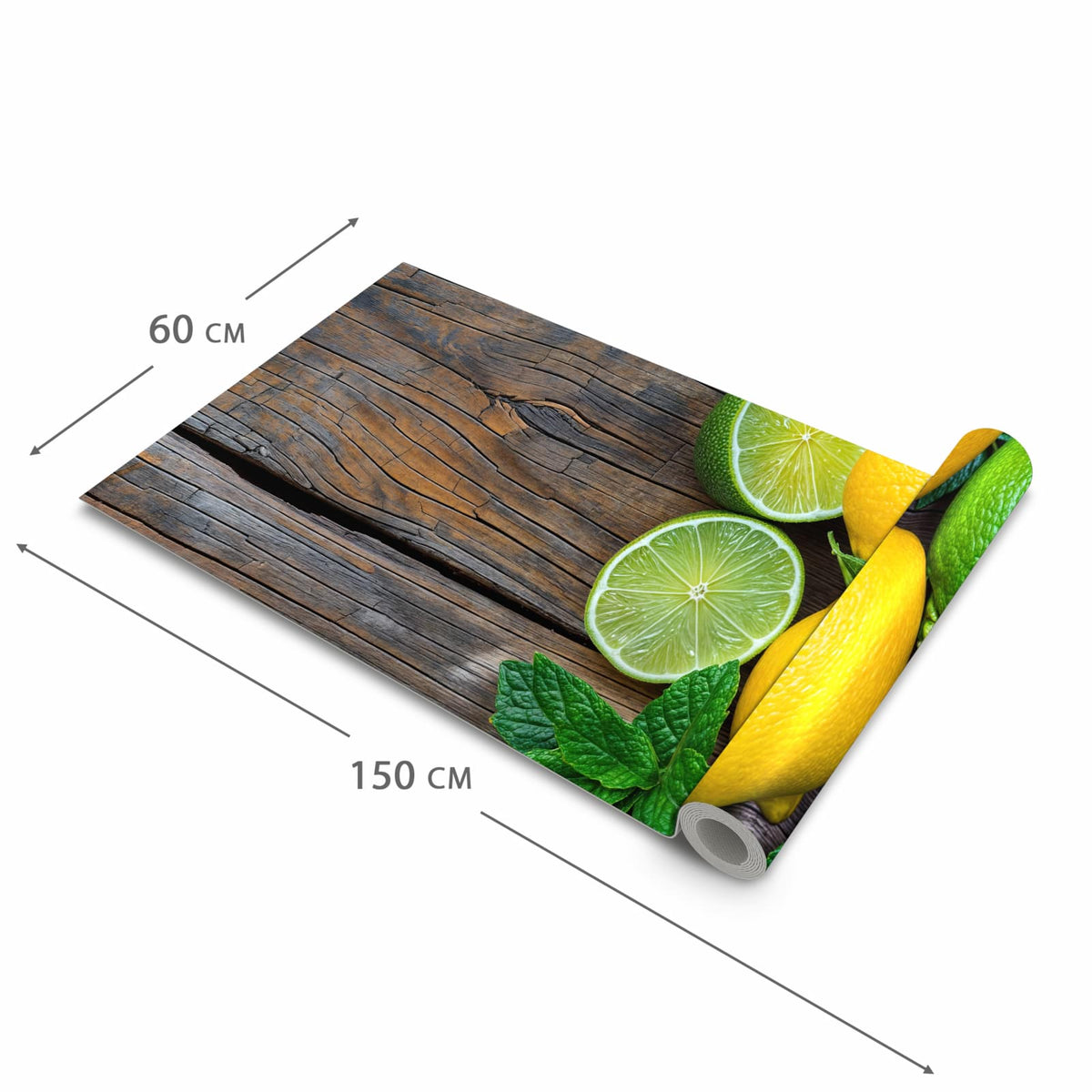Hygienischer Teppich fürs Esszimmer mit Motiv Zitrusfruechte Holz in der Grösse 80x250 cm