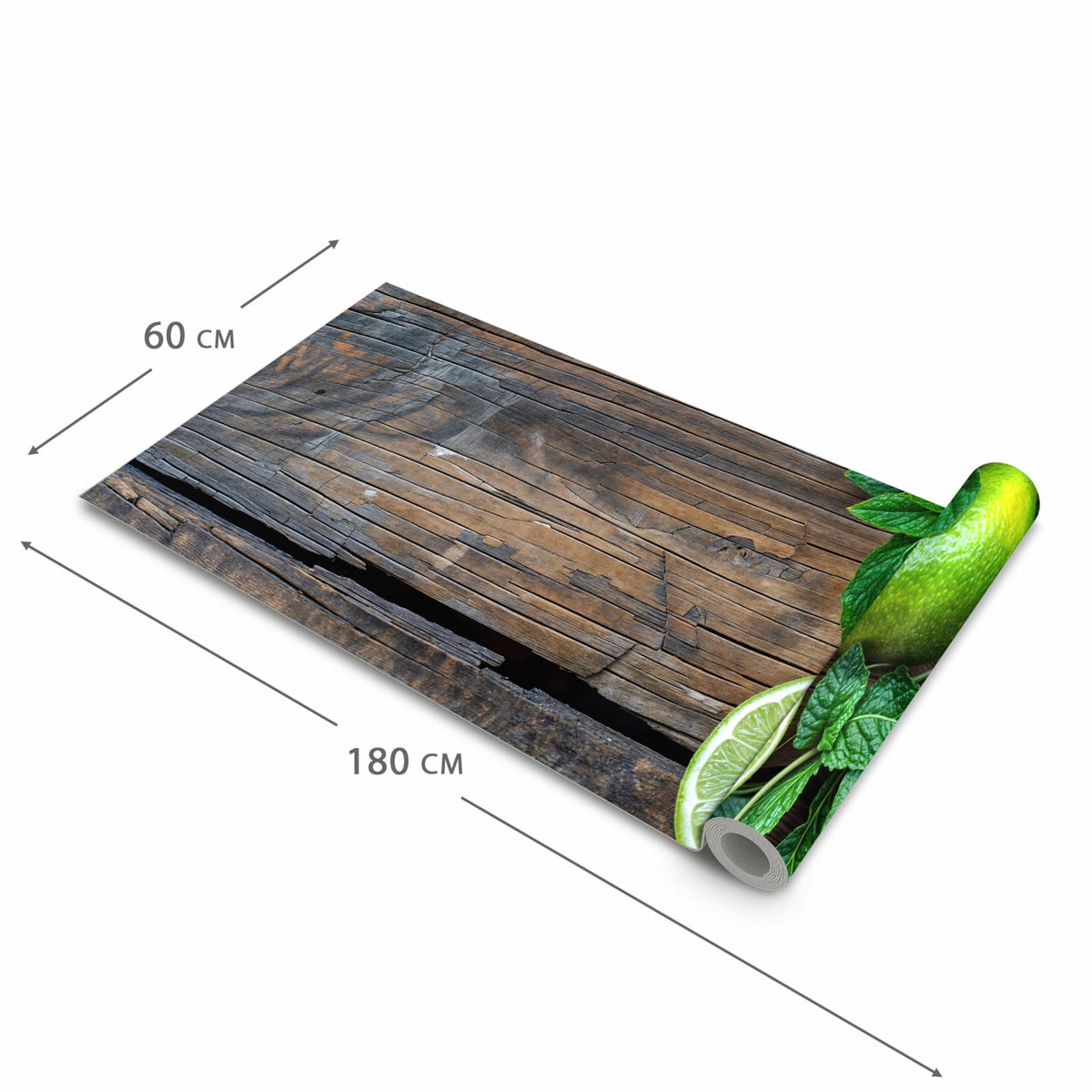 Strapazierfähiger waschbarer Teppich Esstisch mit Motiv Zitrusfruechte Holz in der Größe 80x250 cm