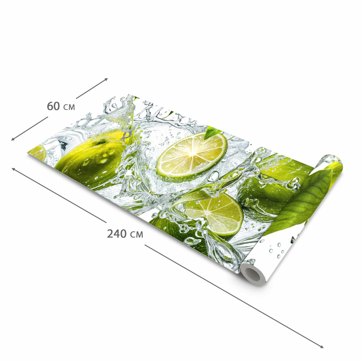Wasserabweisender Küchenläufer mit Motiv Zitrusfrucht Spritzer in der Grösse 80x250 cm