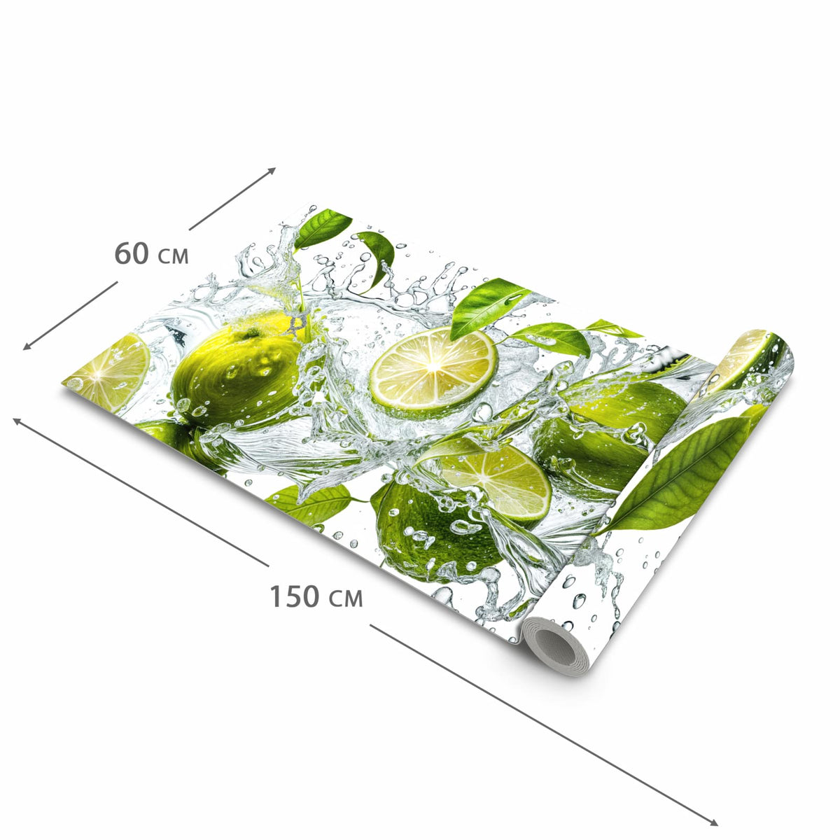 UV-beständiger Küchenvorleger mit Motiv Zitrusfrucht Spritzer in der Größe 80x250 cm