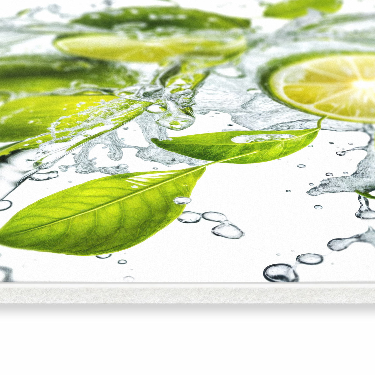 Rutschfester Küchenteppich mit Motiv Zitrusfrucht Spritzer in seitlicher Ansicht für Komfort