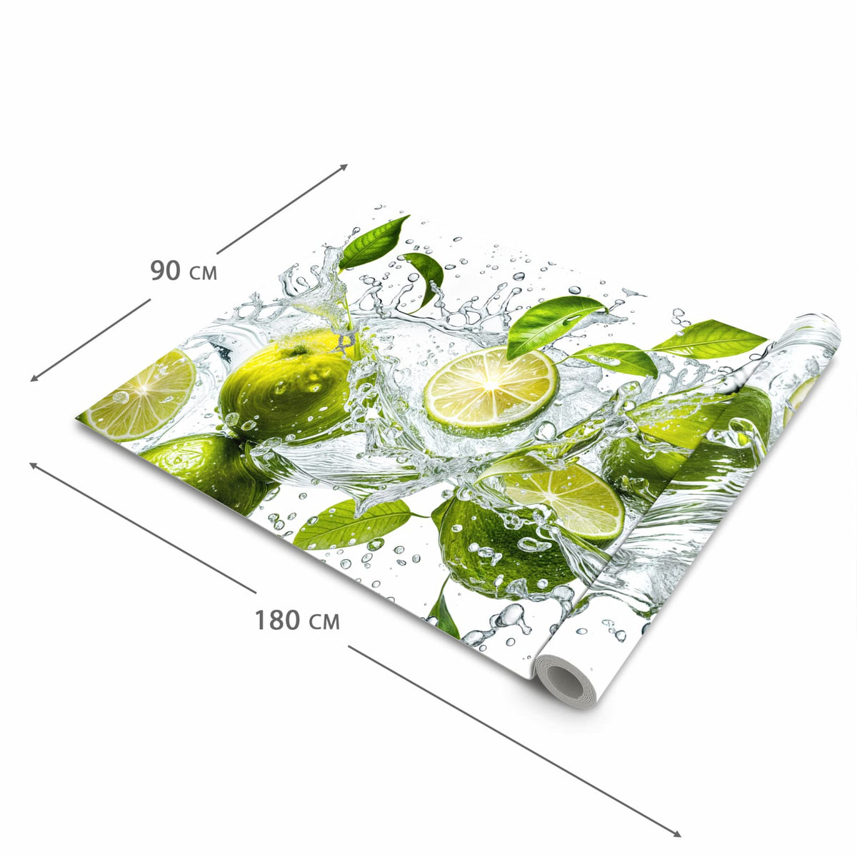 Rutschhemmender dünner Teppich mit Motiv Zitrusfrucht Spritzer in der Grösse 80x250 cm