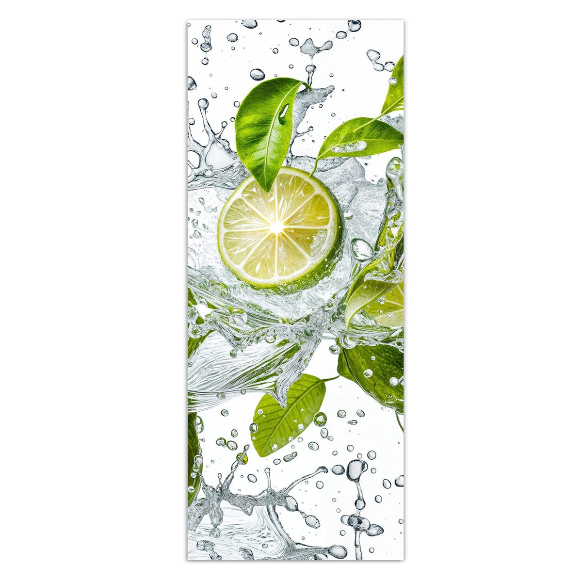 Wandbild - Limetten im Wasser - Hochformat – Limetten im Wasserspritzer