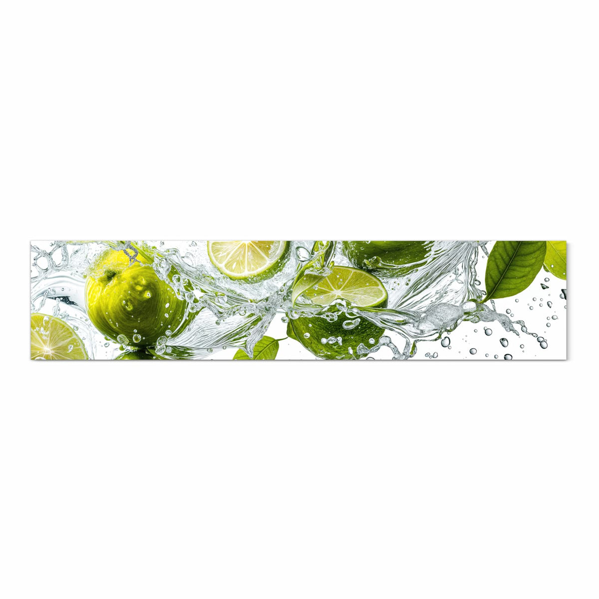 Küchenteppich mit Motiv Zitrusfrucht Spritzer in Frontansicht für sichere Aufbewahrung