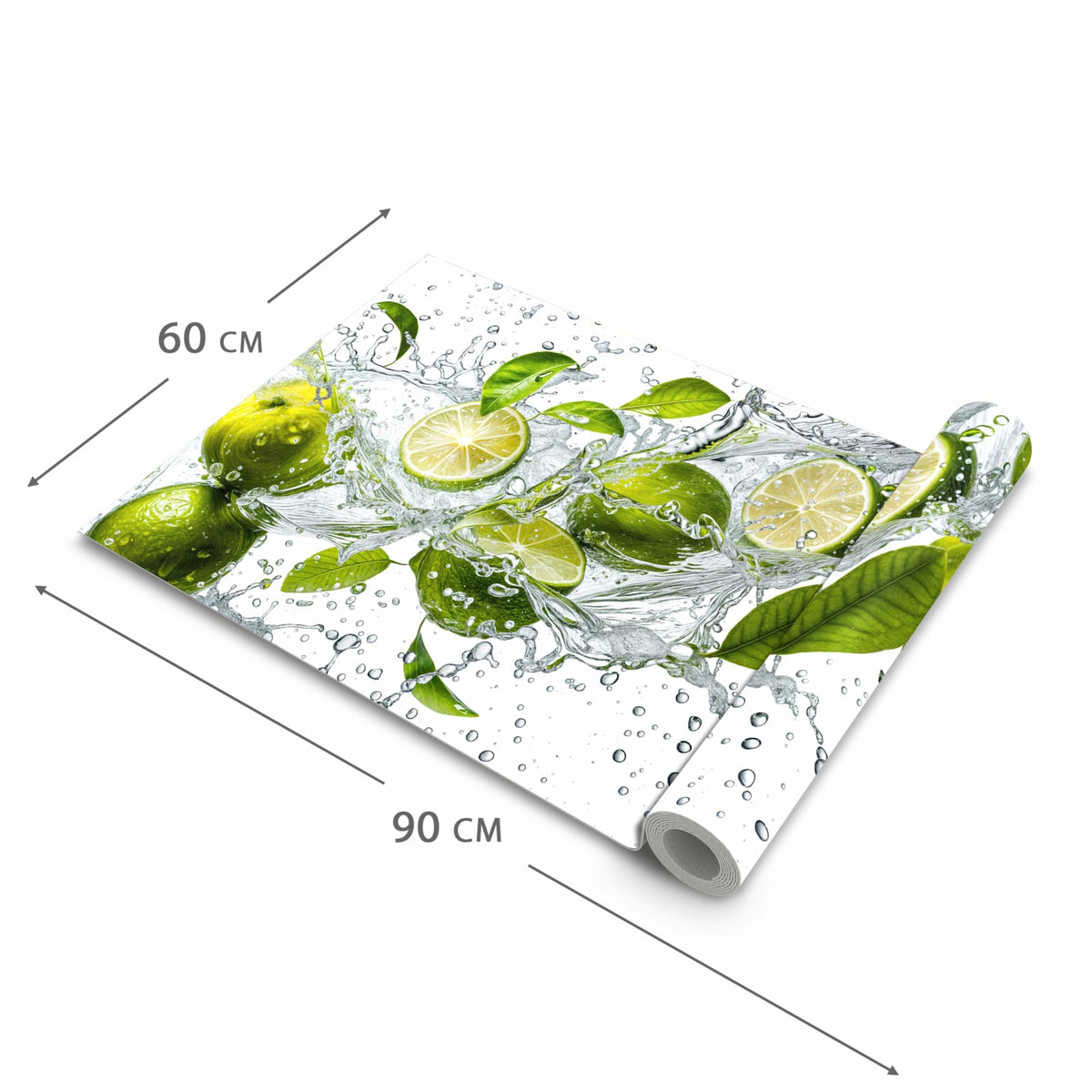Geruchsneutraler waschbarer Küchenläufer mit Motiv Zitrusfrucht Spritzer in der Grösse 80x250 cm