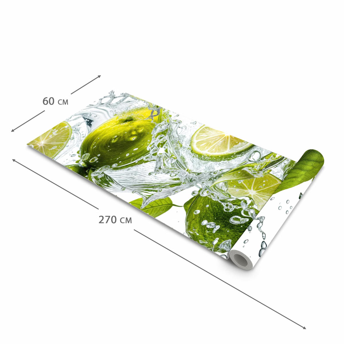 Fleckenresistenter Küchenläufer mit Motiv Zitrusfrucht Spritzer in der Grösse 80x250 cm