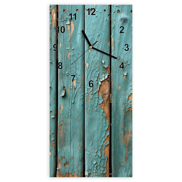Wanduhr Alte Abblätternde Farbe aus Glas – Hochformat 30 × 60 cm mit Ziffernblatt Modern