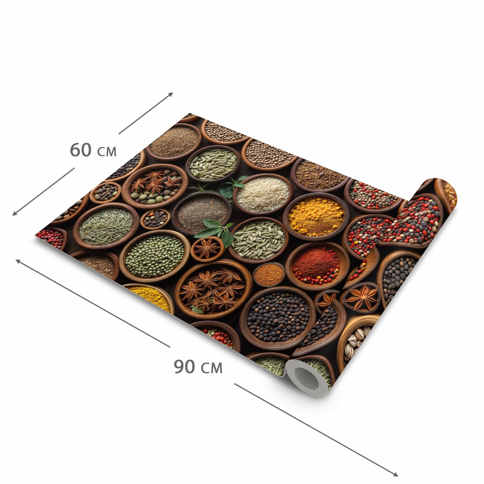 Küchenteppich mit Motiv Vielfalt Gewuerze in der Grösse 80x250 cm für Ordnung & Übersicht