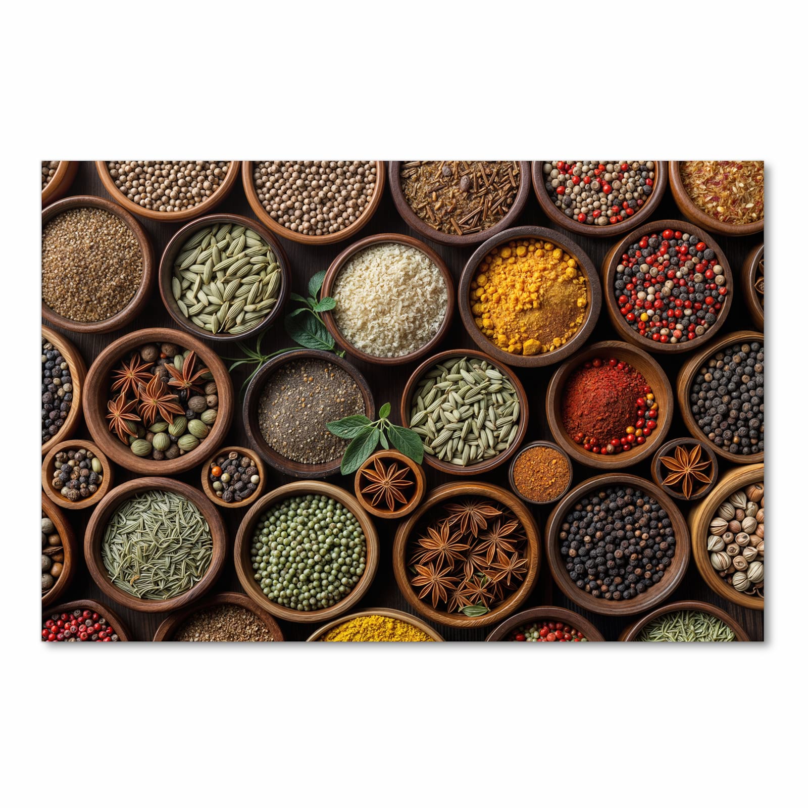 Waschbarer moderner Küchenläufer mit Motiv Vielfalt Gewuerze in Frontansicht