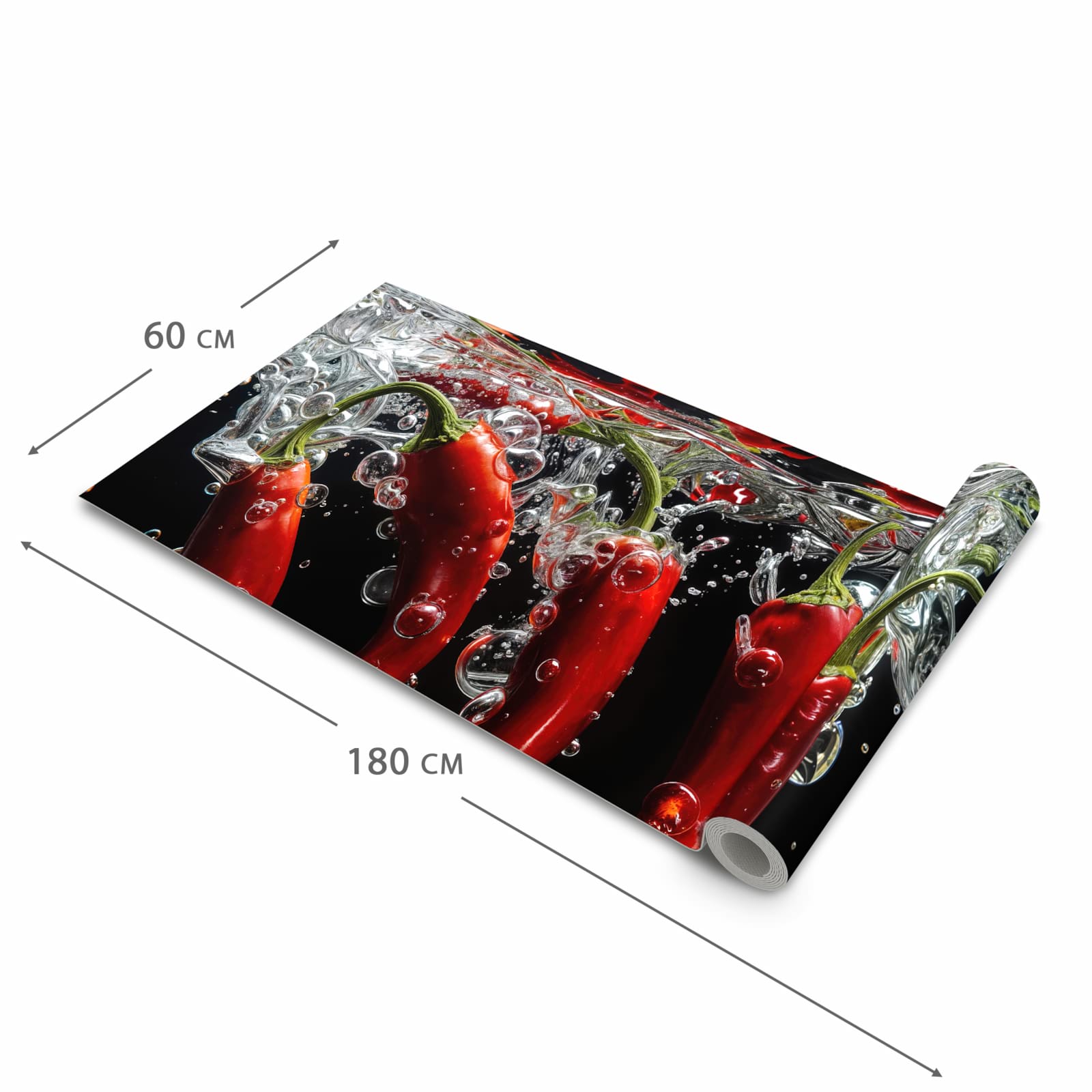 Fleckenresistenter Küchenläufer mit Motiv Chili unter Wasser in der Grösse 80x200 cm