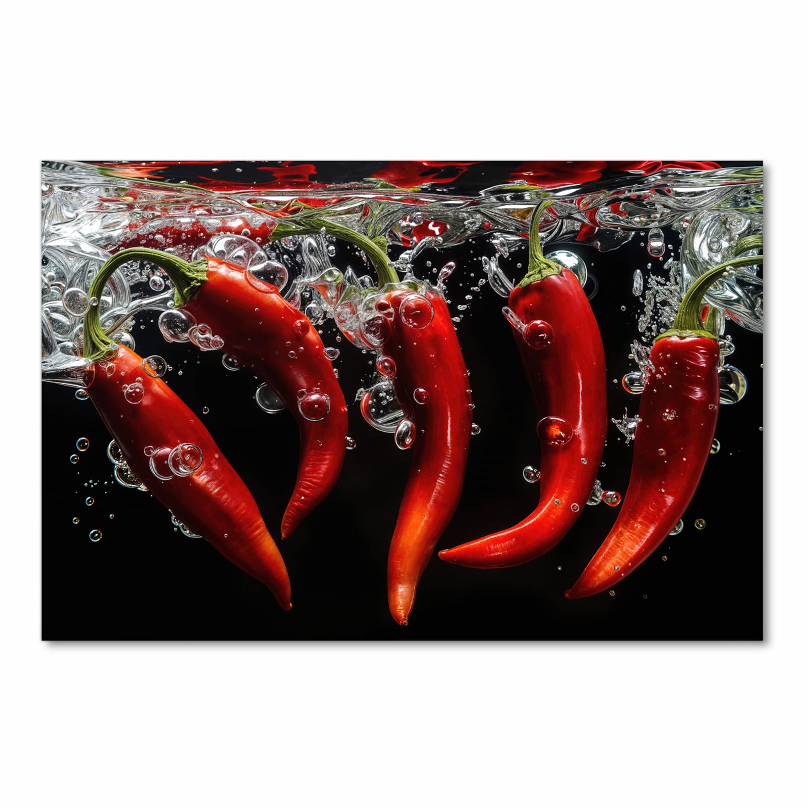 Schmutzabweisender Küchenläufer mit Motiv Chili unter Wasser in Frontansicht