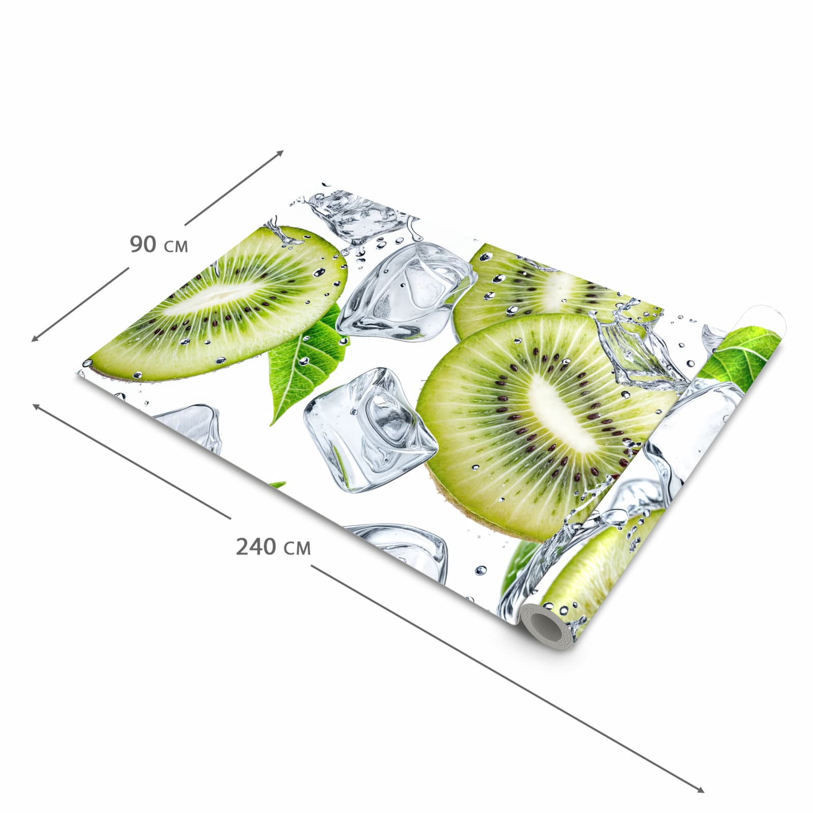 UV-beständiger rutschfester Küchenteppich mit Motiv Kiwi Würfel Eis in der Grösse 80x200 cm