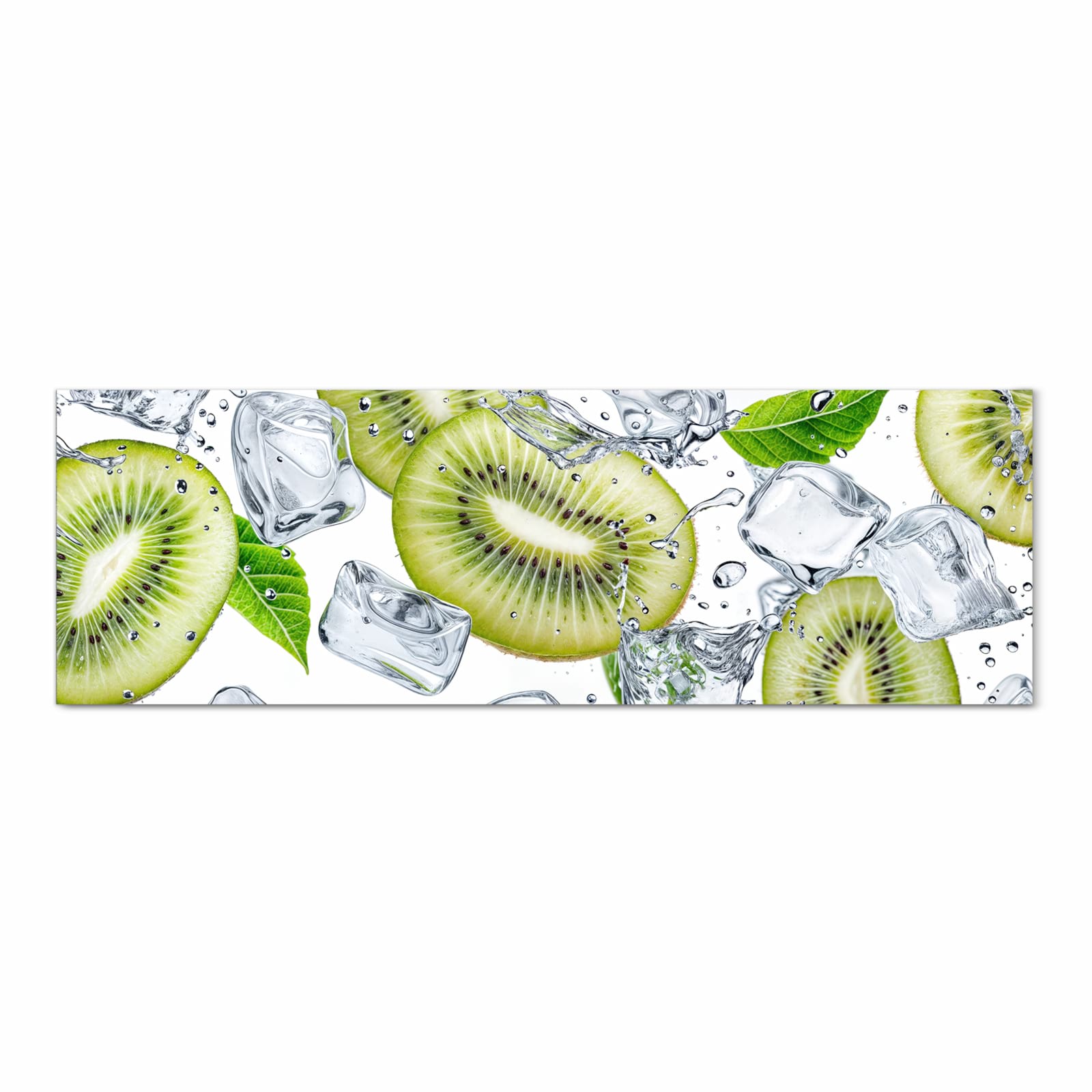 Farbbeständiger Küchenteppich mit Motiv Kiwi Würfel Eis in Frontansicht