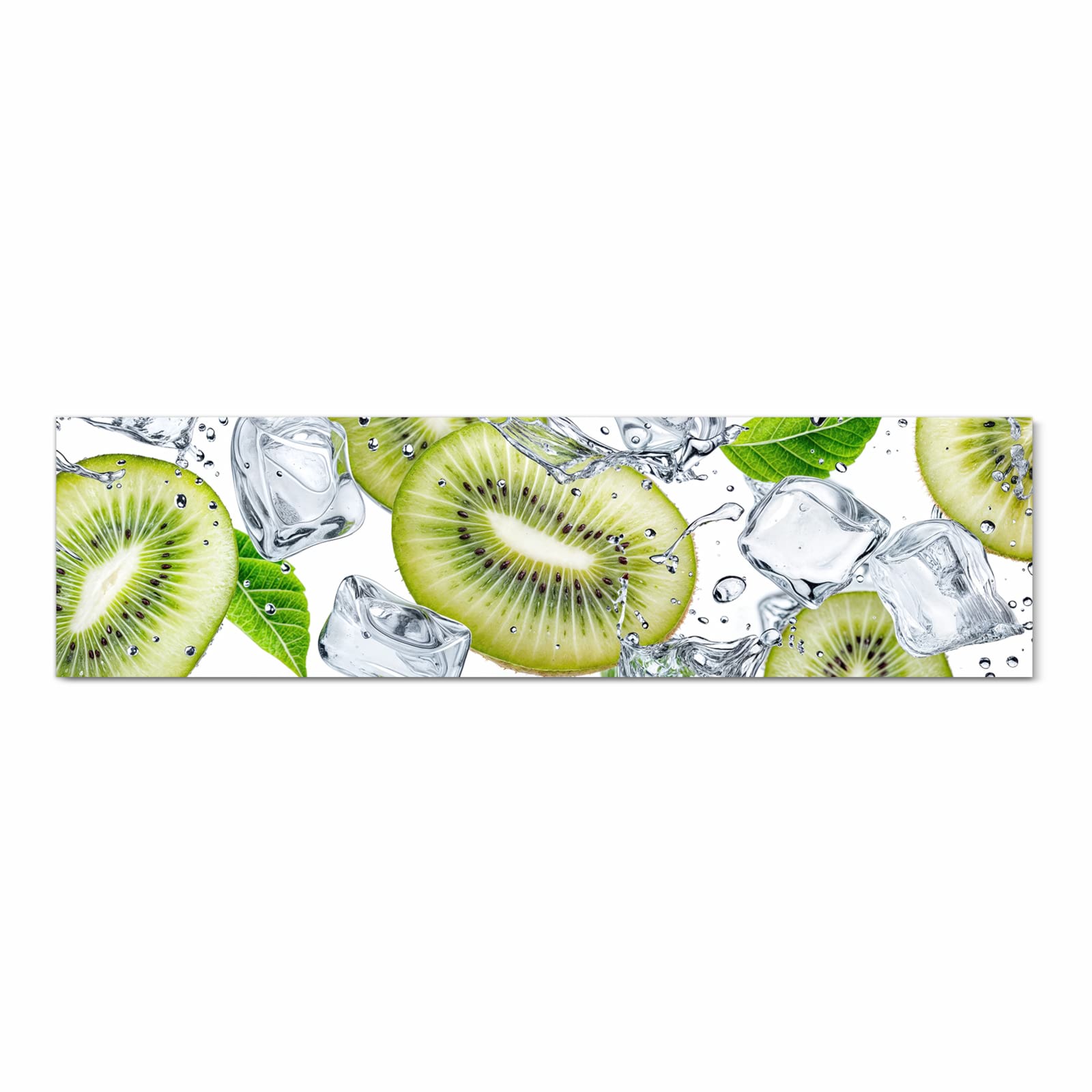 Küchenteppich mit Motiv Kiwi Würfel Eis in Frontansicht für sichere Aufbewahrung