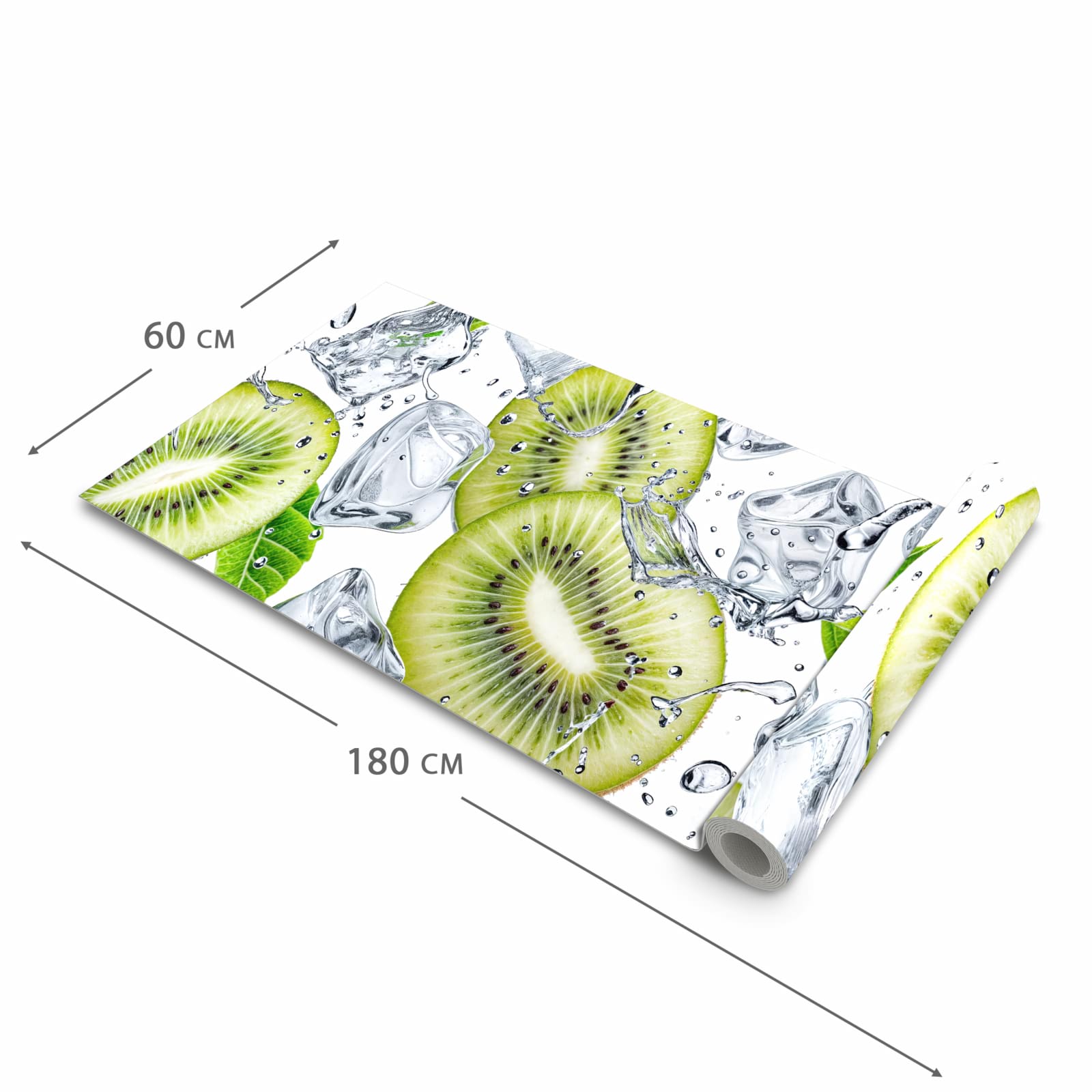 Feuchtigkeitsresistenter Bodenläufer mit Motiv Kiwi Würfel Eis in der Grösse 80x200 cm