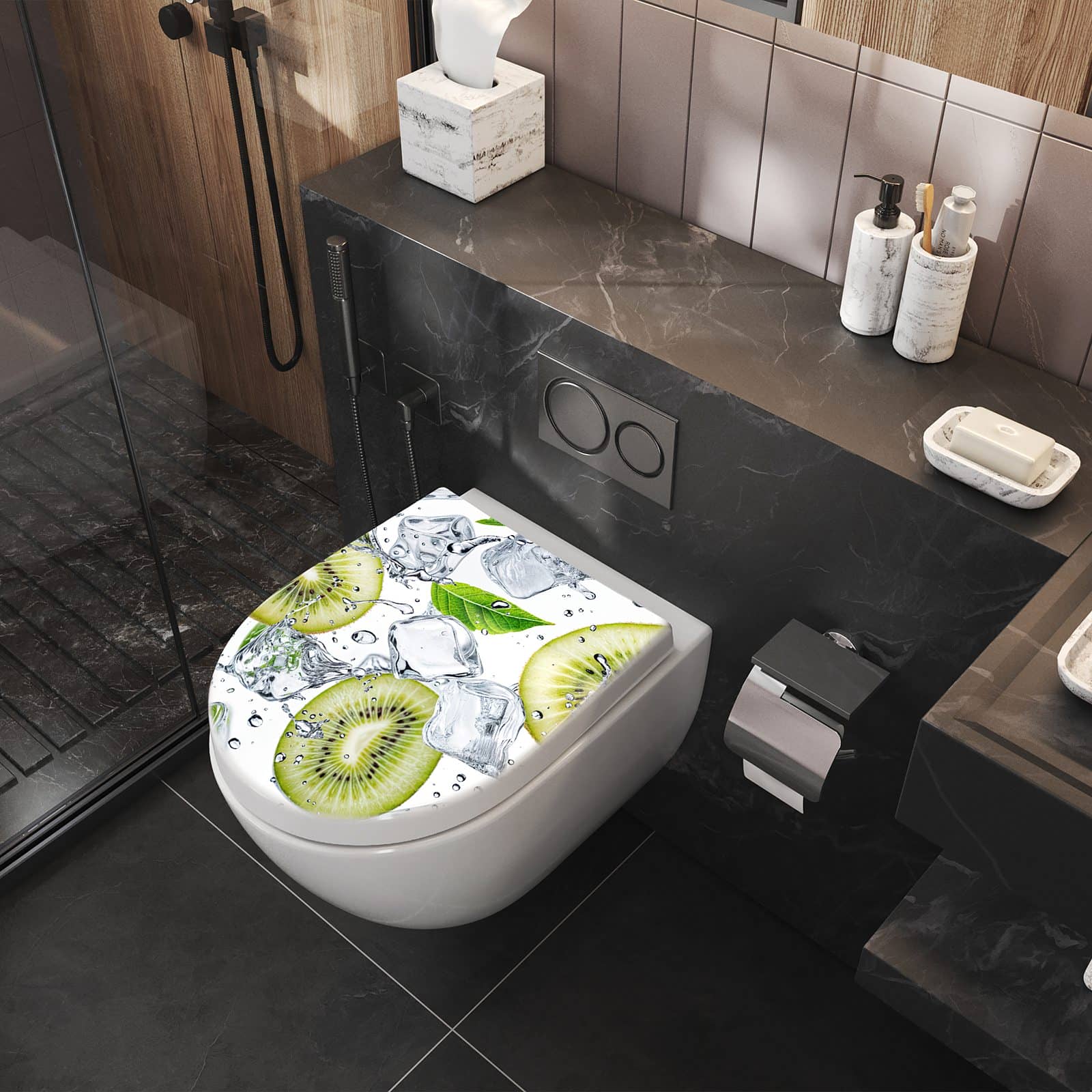 WC-Sitz mit Absenkautomatik Kiwi Würfel Eis