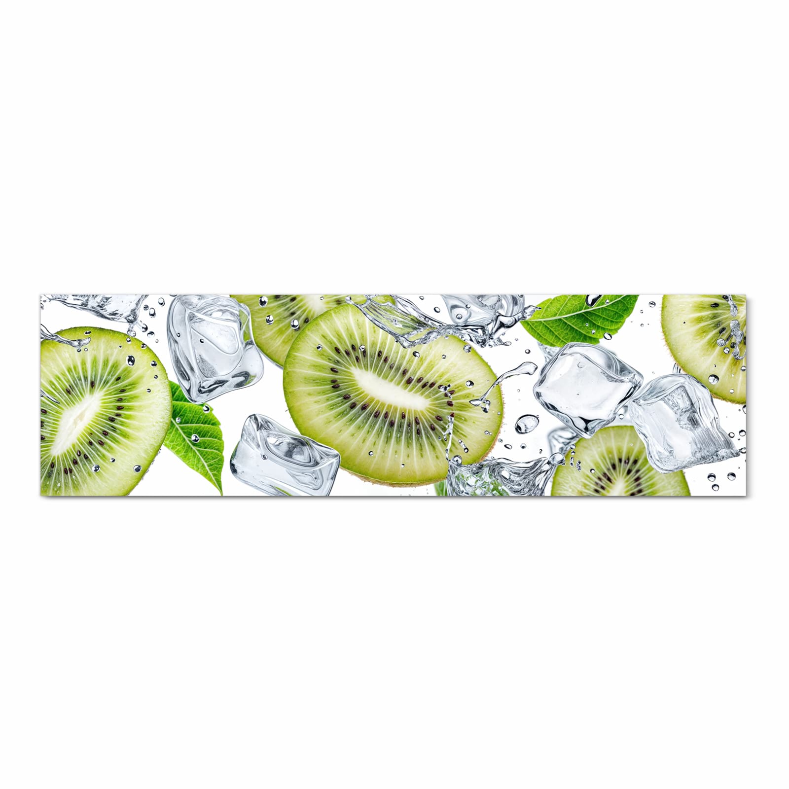 Formstabiler waschbarer Küchenteppich mit Motiv Kiwi Würfel Eis in Frontansicht