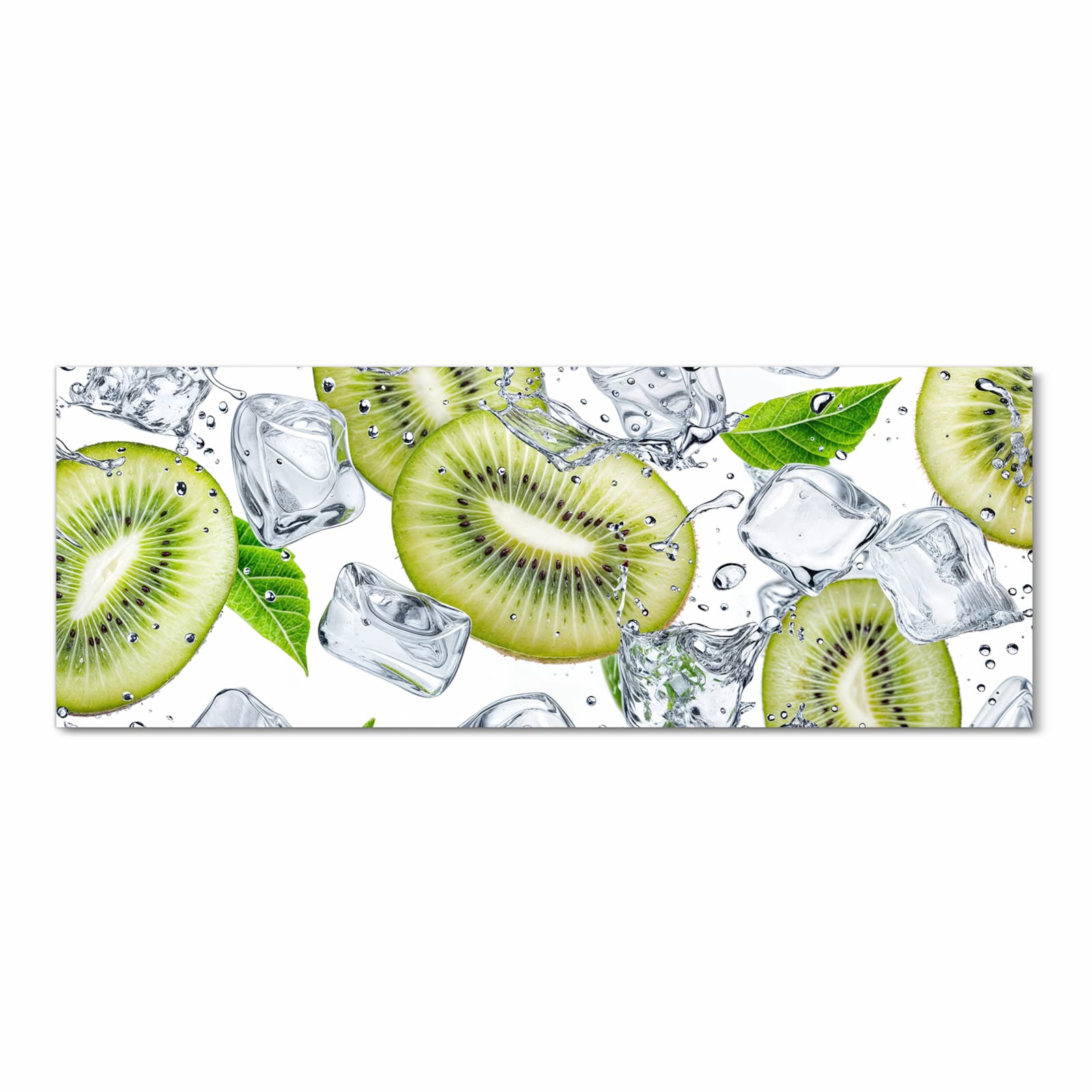 Zeitsparender rutschfester Küchenteppich mit Motiv Kiwi Würfel Eis in Frontansicht