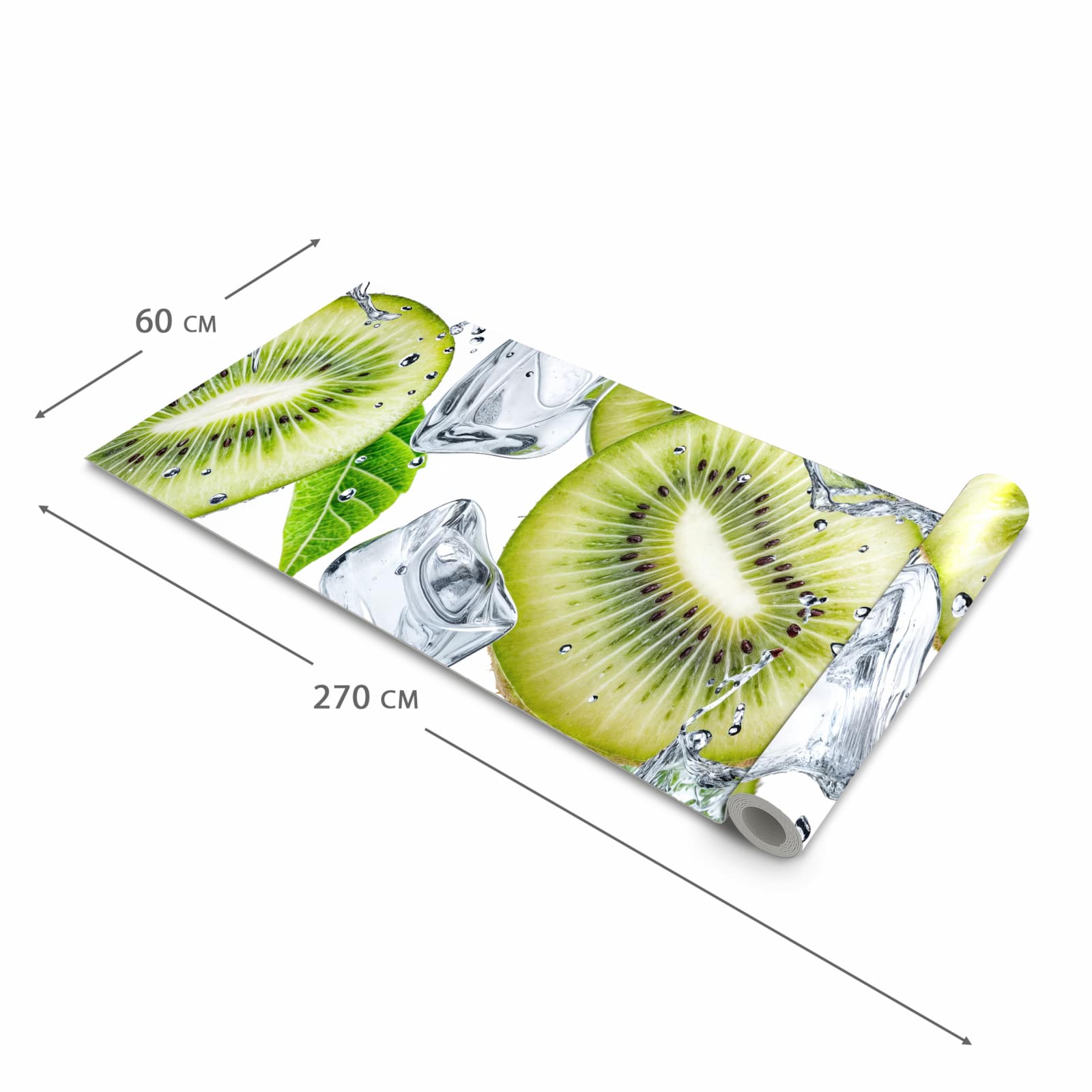 Küchenteppich mit Motiv Kiwi Würfel Eis in der Grösse 80x200 cm für Ordnung & Übersicht