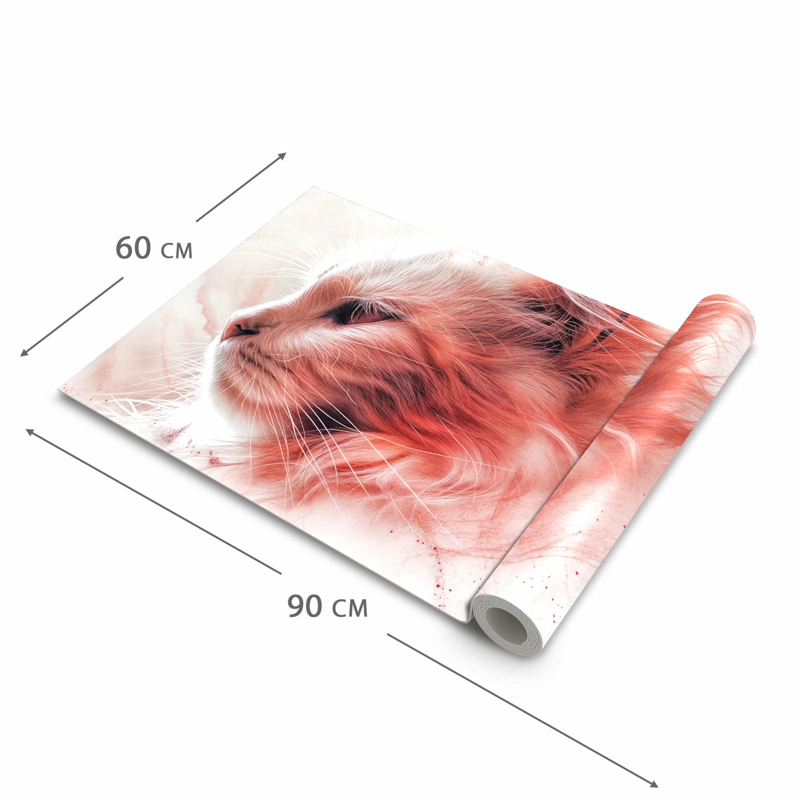 Komfortabler langer Teppich mit Motiv Katze Profil Rouge in der Grösse 60x90 cm