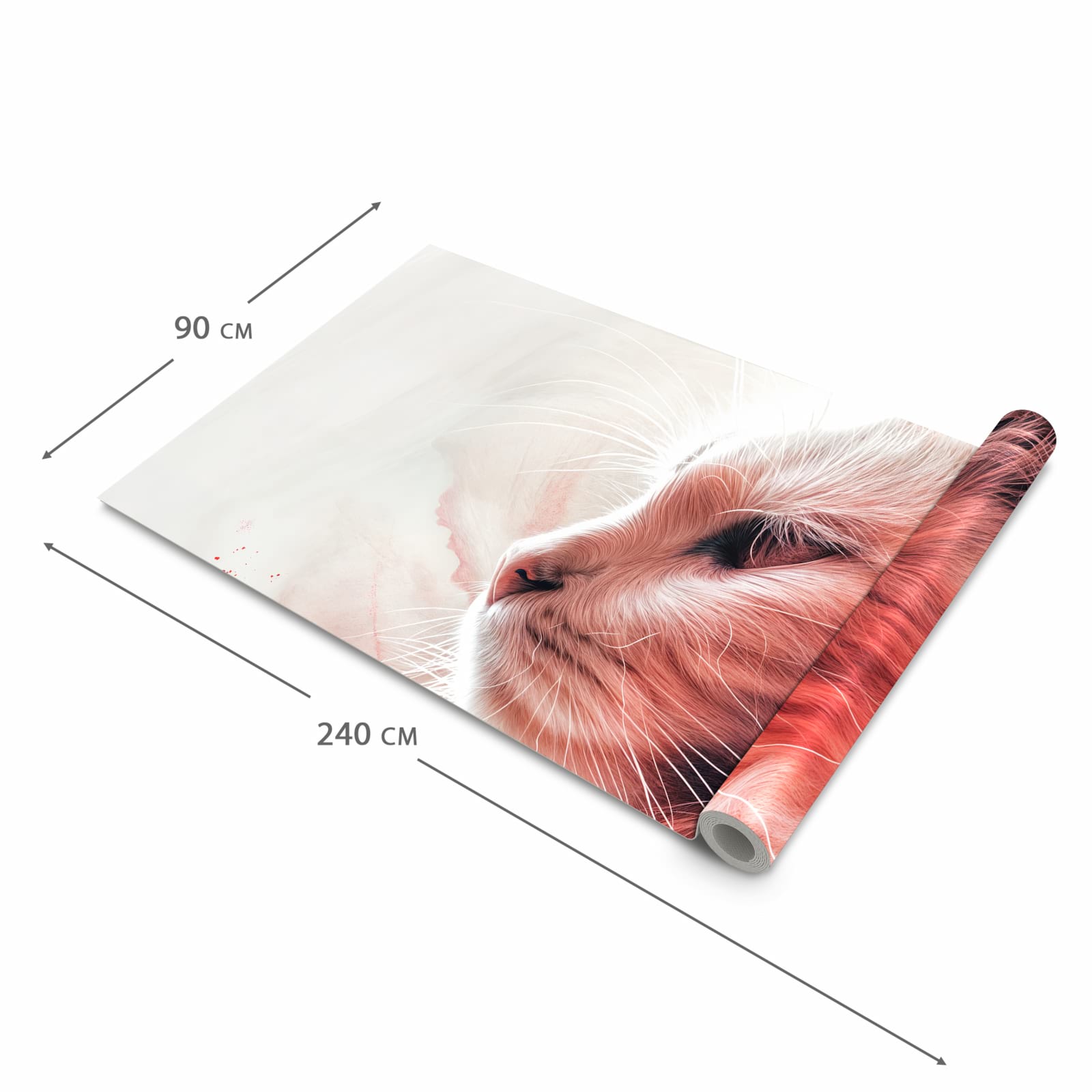 Waschbarer Teppich fürs Esszimmer mit Motiv Katze Profil Rouge in der Größe 60x90 cm
