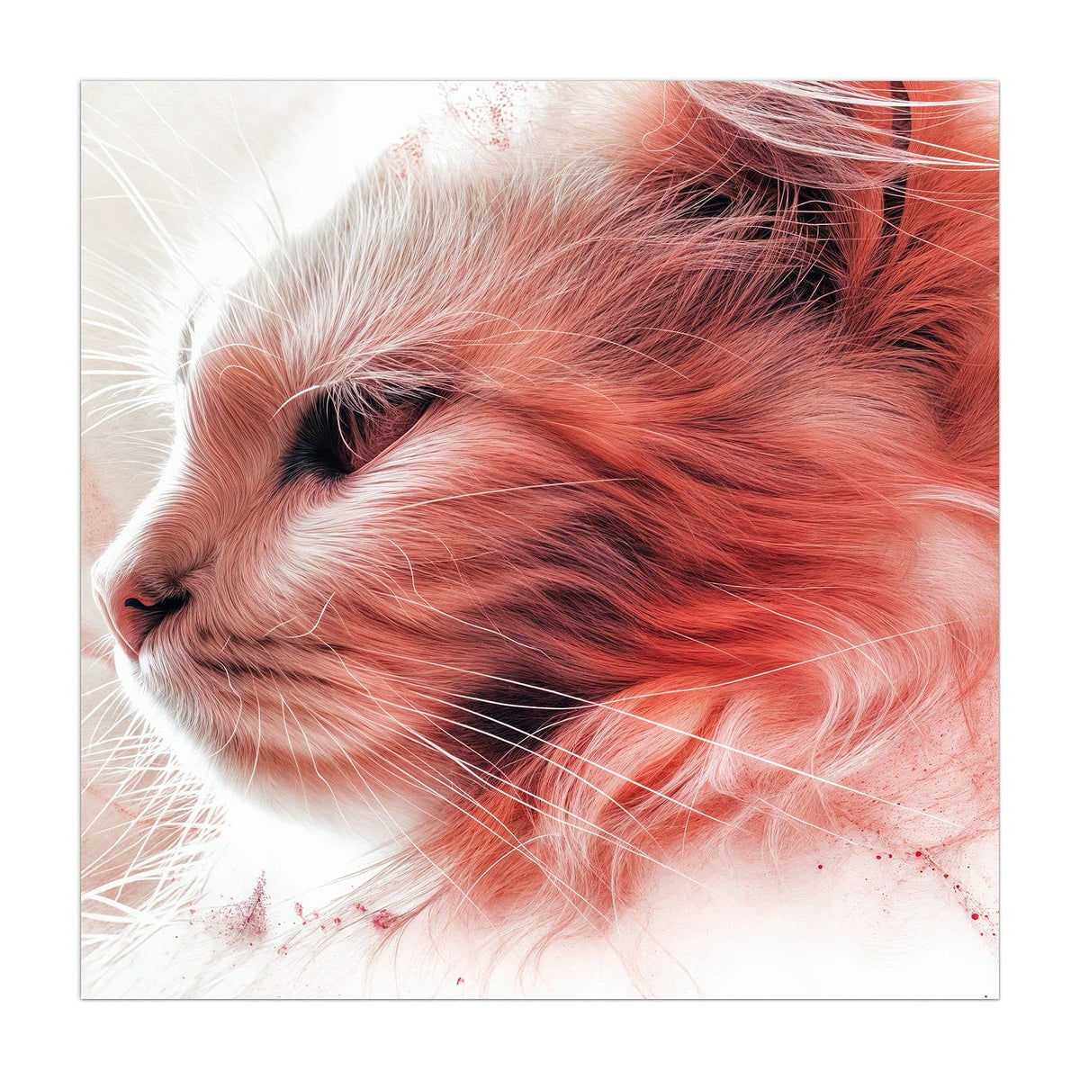 Küchenrückwand aus Glas Katzenprofil in Rot im quadratischen Format, Motiv bildfüllend von vorn