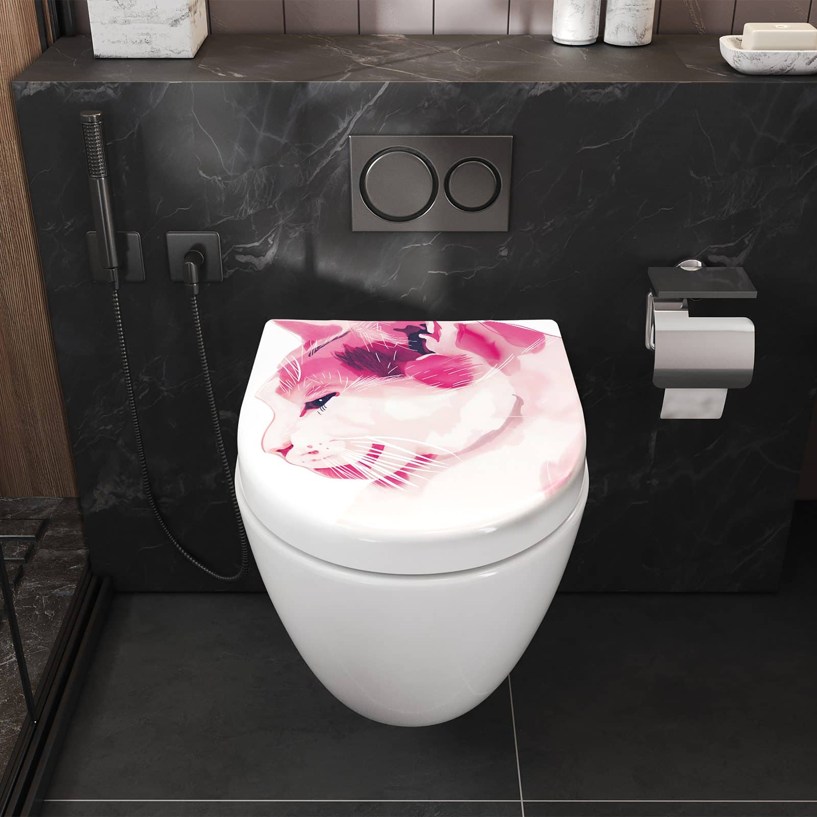 WC-Sitz mit Absenkautomatik Katzenportrait
