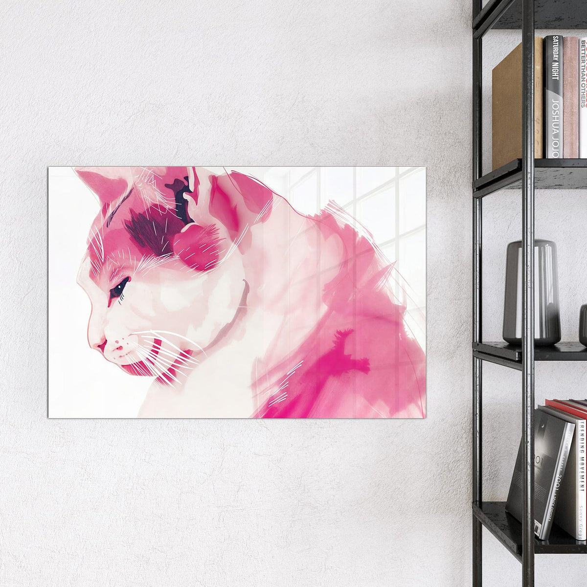 Magnettafel - Pinke Aquarellkatze – Aquarellkatze in Rosa und Pink