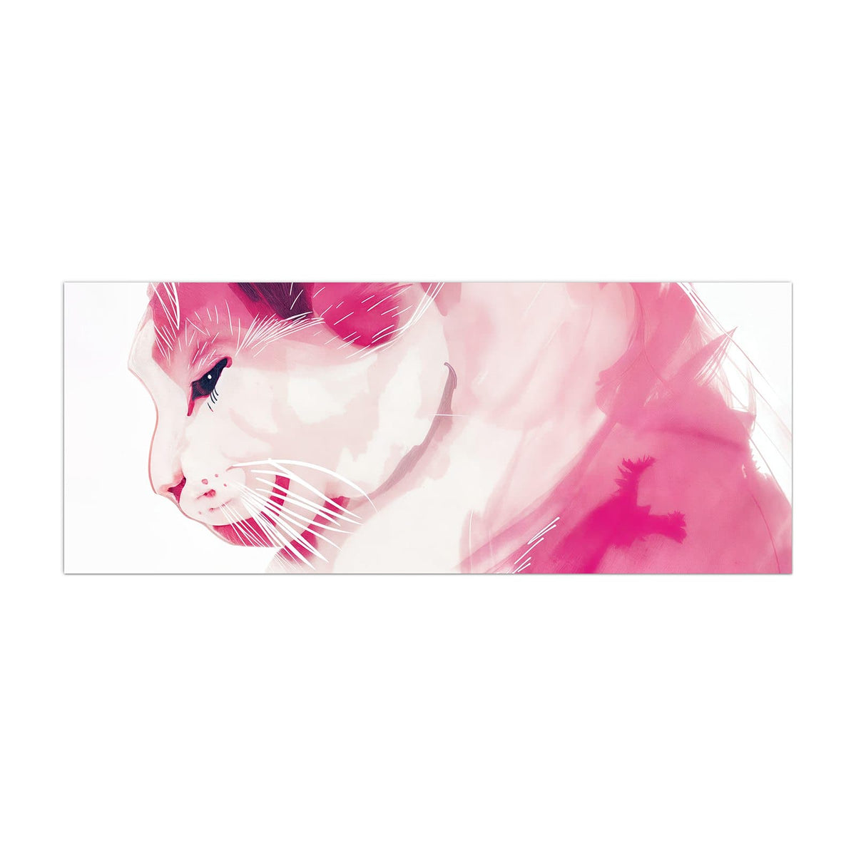 Küchenrückwand aus Glas Pinke Aquarellkatze im Hochformat, Motiv bildfüllend von vorn